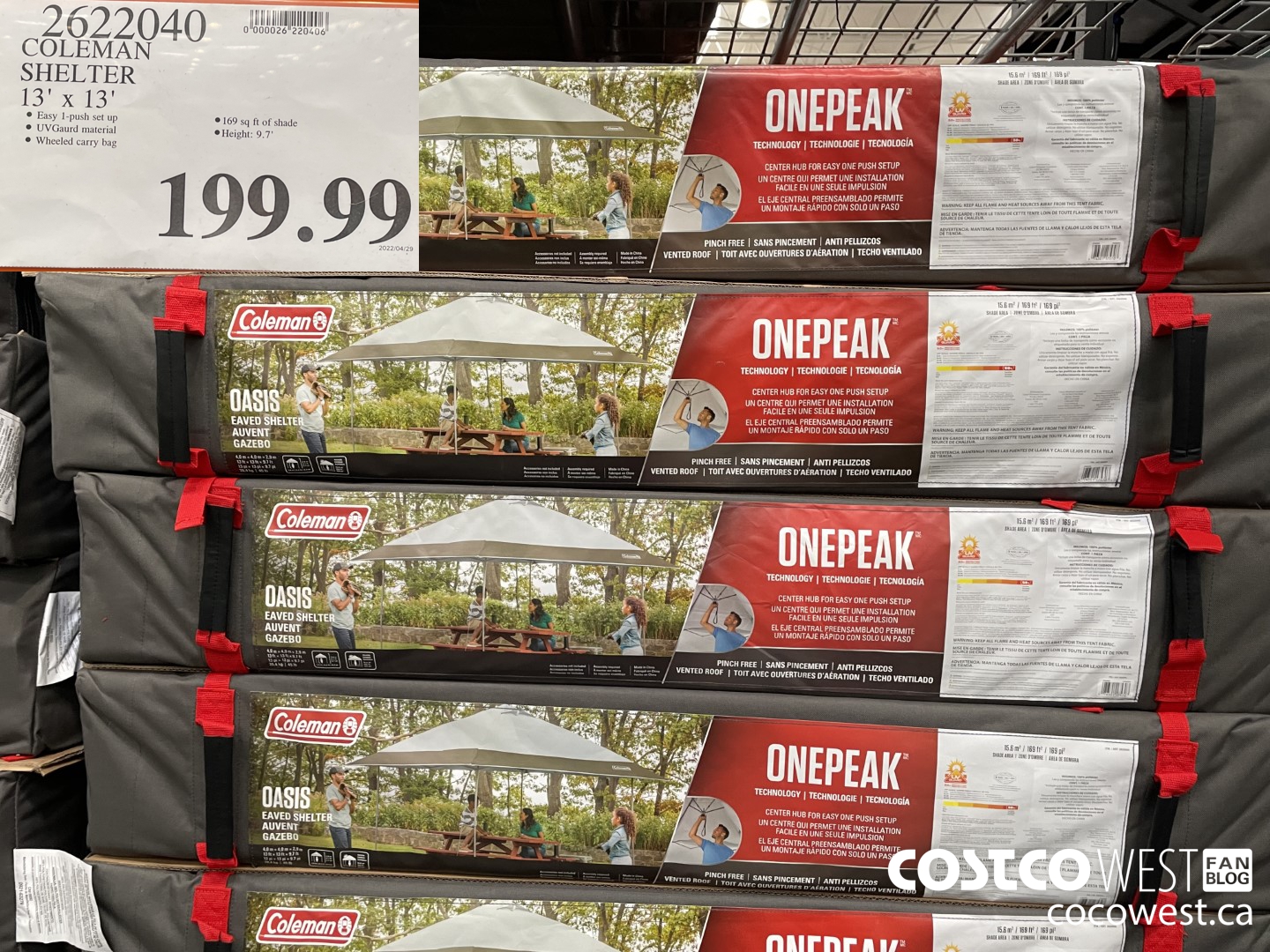 2622040 COLEMAN SHELTER 13' x 13'  $199.99