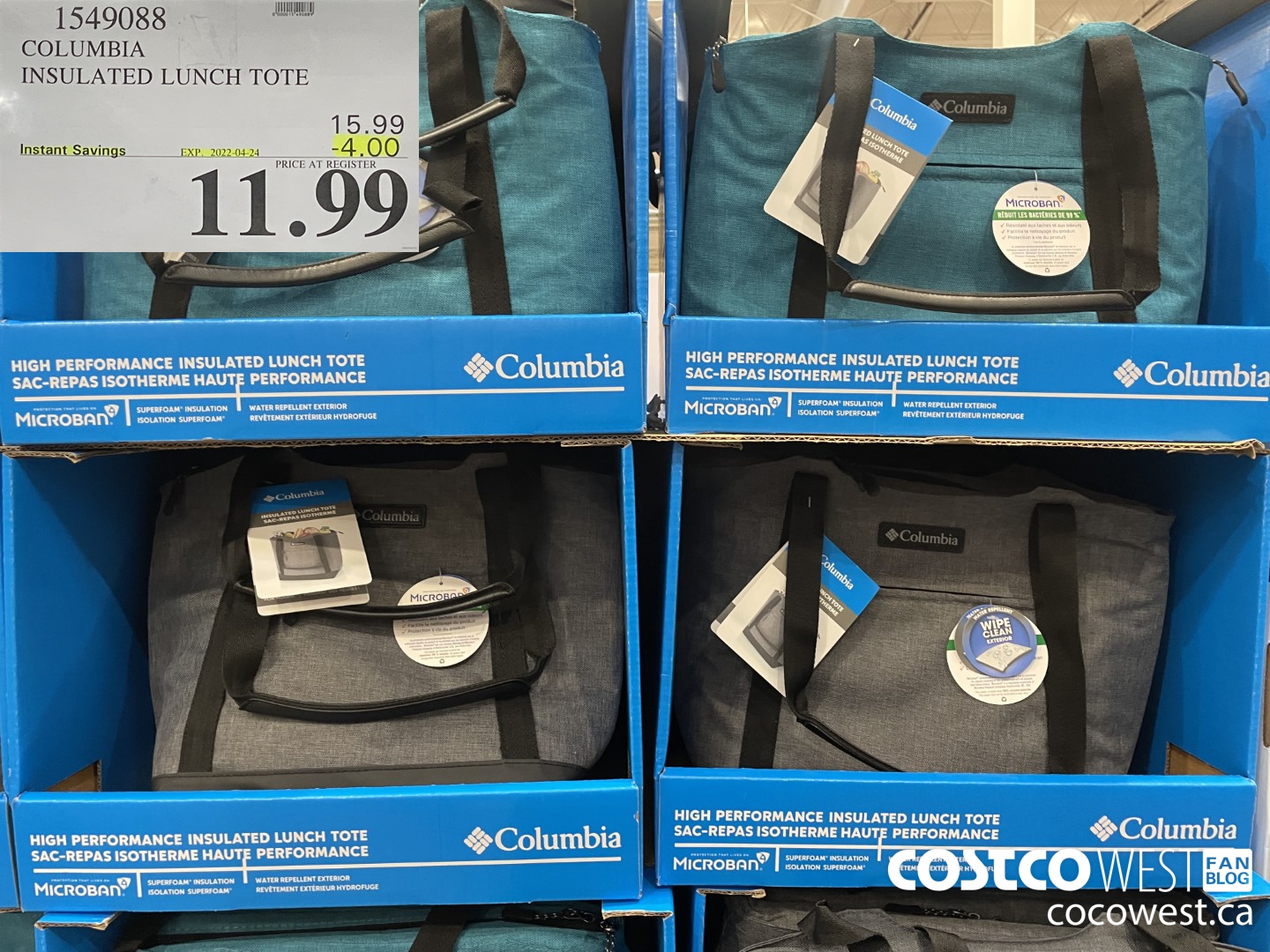 1549088 COLUMBIA INSULATED LUNCH TOTE ($4.00 INSTANT SAVINGS EXPIRES ON 2022-04-24) $11.99