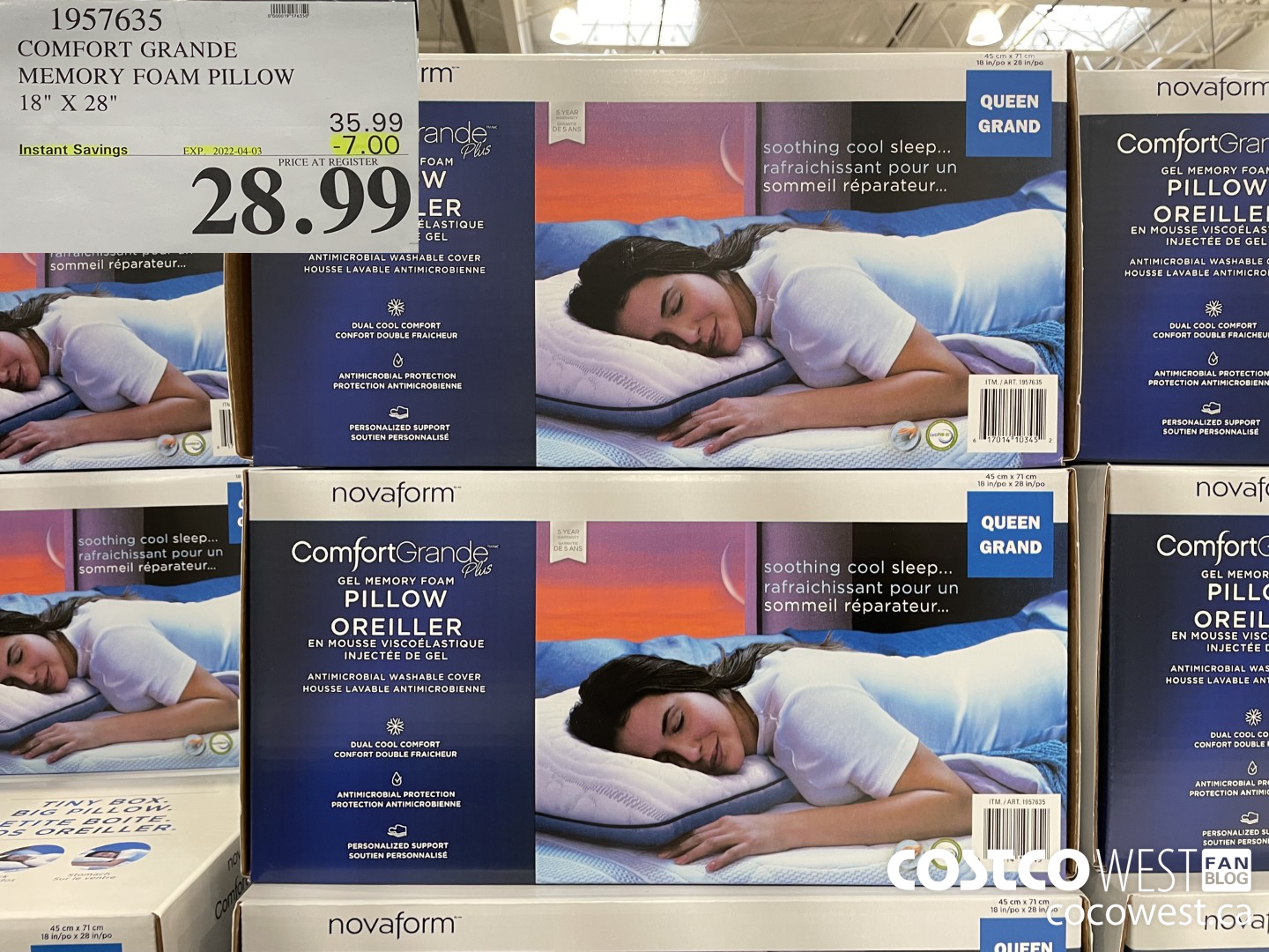 1957635 COMFORT GRANDE MEMORY FOAM PILLOW 18