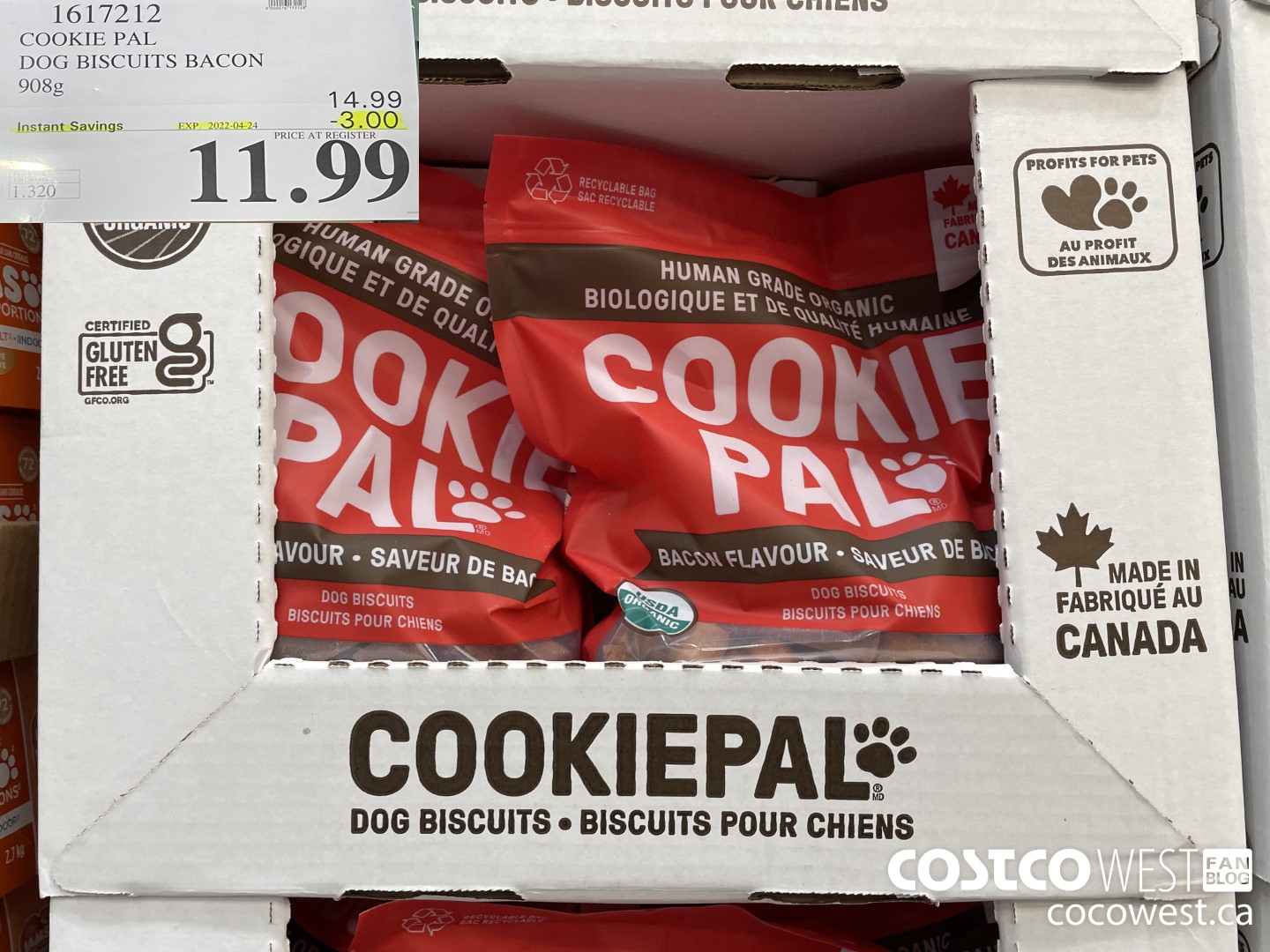 1617212 COOKIE PAL DOG BISCUITS BACON 908g ($3.00 INSTANT SAVINGS EXPIRES ON 2022-04-24) $11.99