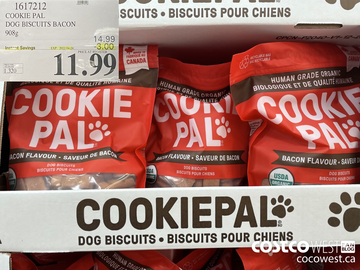 1617212 COOKIE PAL DOG BISCUITS BACON 908g ($3.00 INSTANT SAVINGS EXPIRES ON 2022-04-24) $11.99
