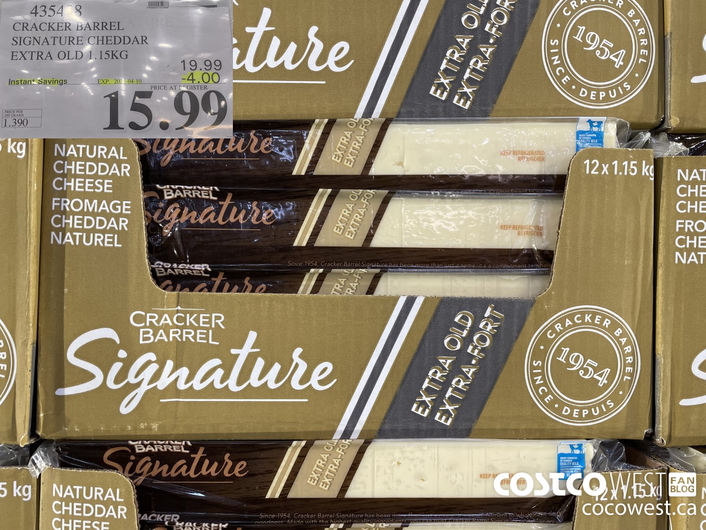 435488 CRACKER BARREL SIGNATURE CHEDDAR EXTRA OLD 1.15KG ($4.00 INSTANT SAVINGS EXPIRES ON 2022-04-10) $15.99