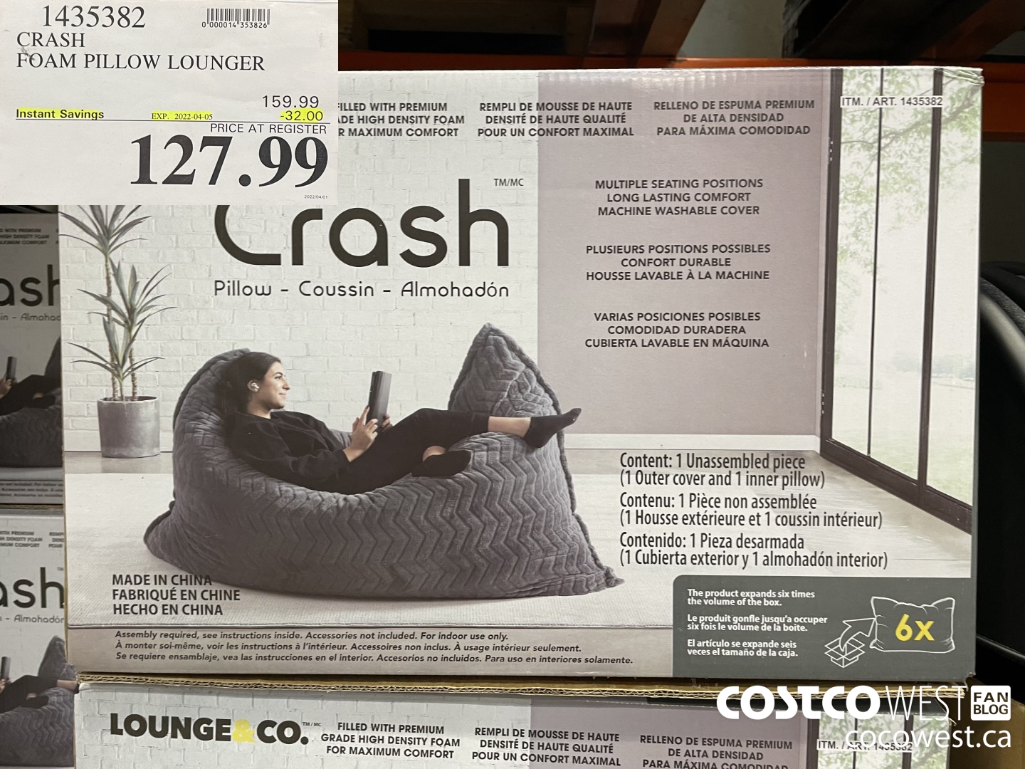 1435382 CRASH FOAM PILLOW LOUNGER ($32.00 INSTANT SAVINGS EXPIRES ON 2022-04-05) $127.99