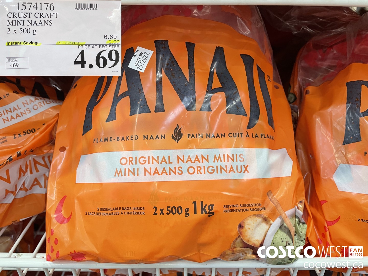 1574176 CRUST CRAFT MINI NAANS 2 x 500 g ($2.00 INSTANT SAVINGS EXPIRES ON 2022-04-18) $4.69