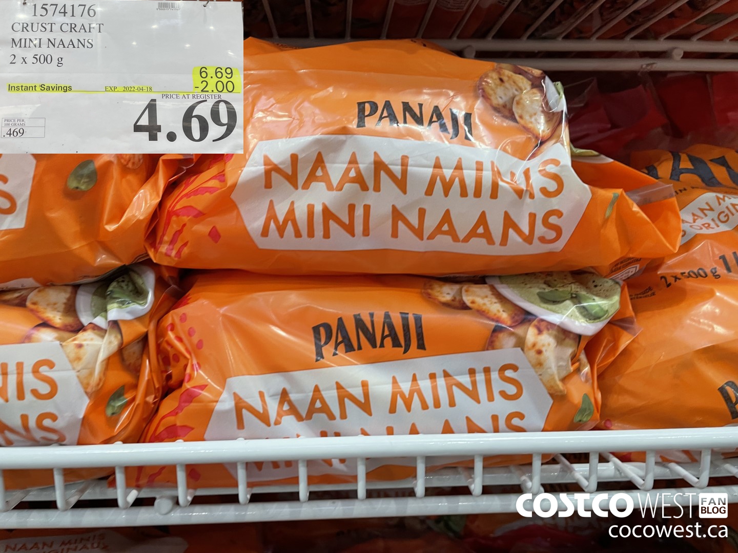1574176 CRUST CRAFT MINI NAANS 2 x 500 g ($2.00 INSTANT SAVINGS EXPIRES ON 2022-04-18) $4.69