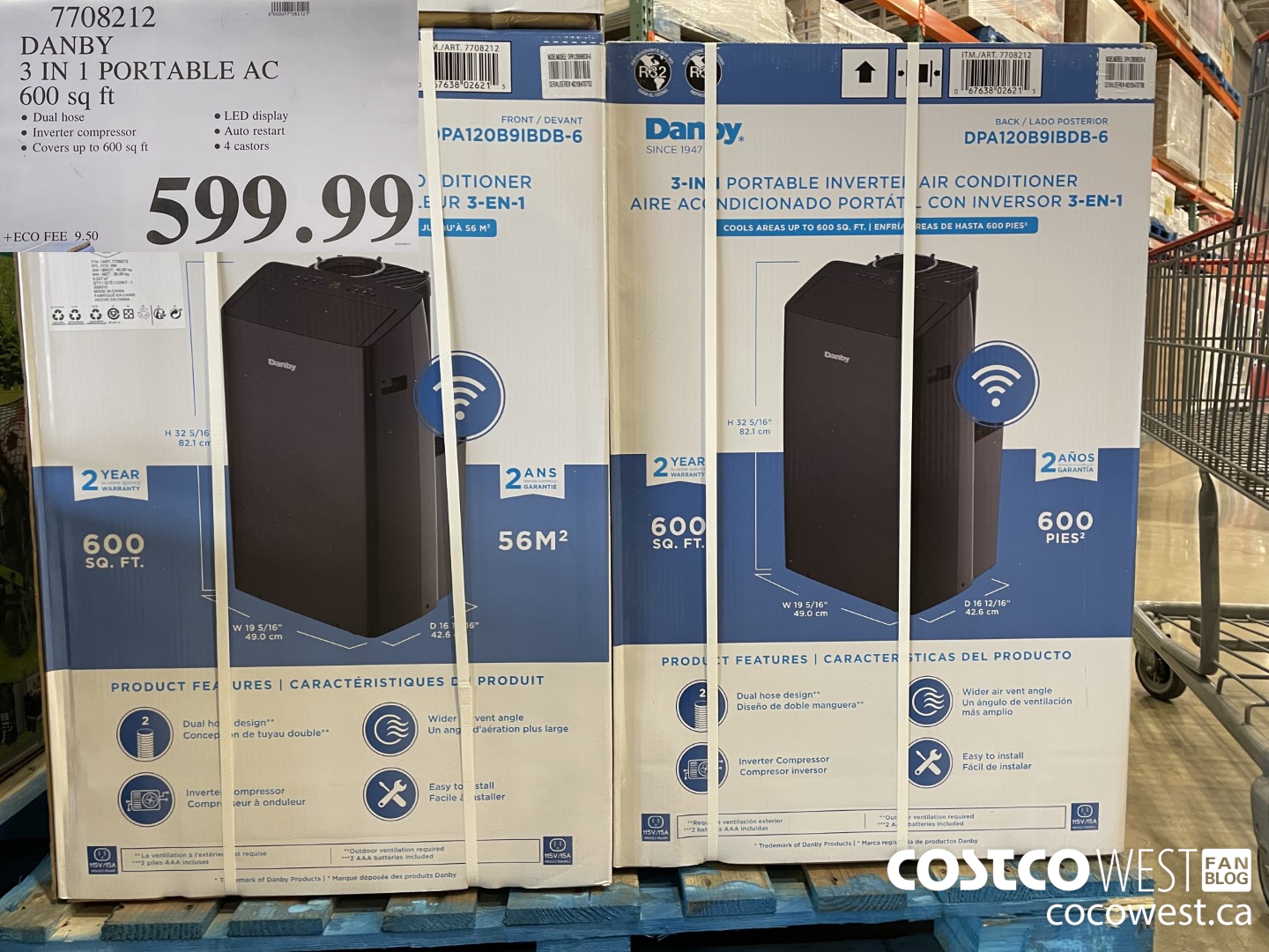 7708212 DANBY 3 IN 1 PORTABLE AC 600 sq ft $599.99