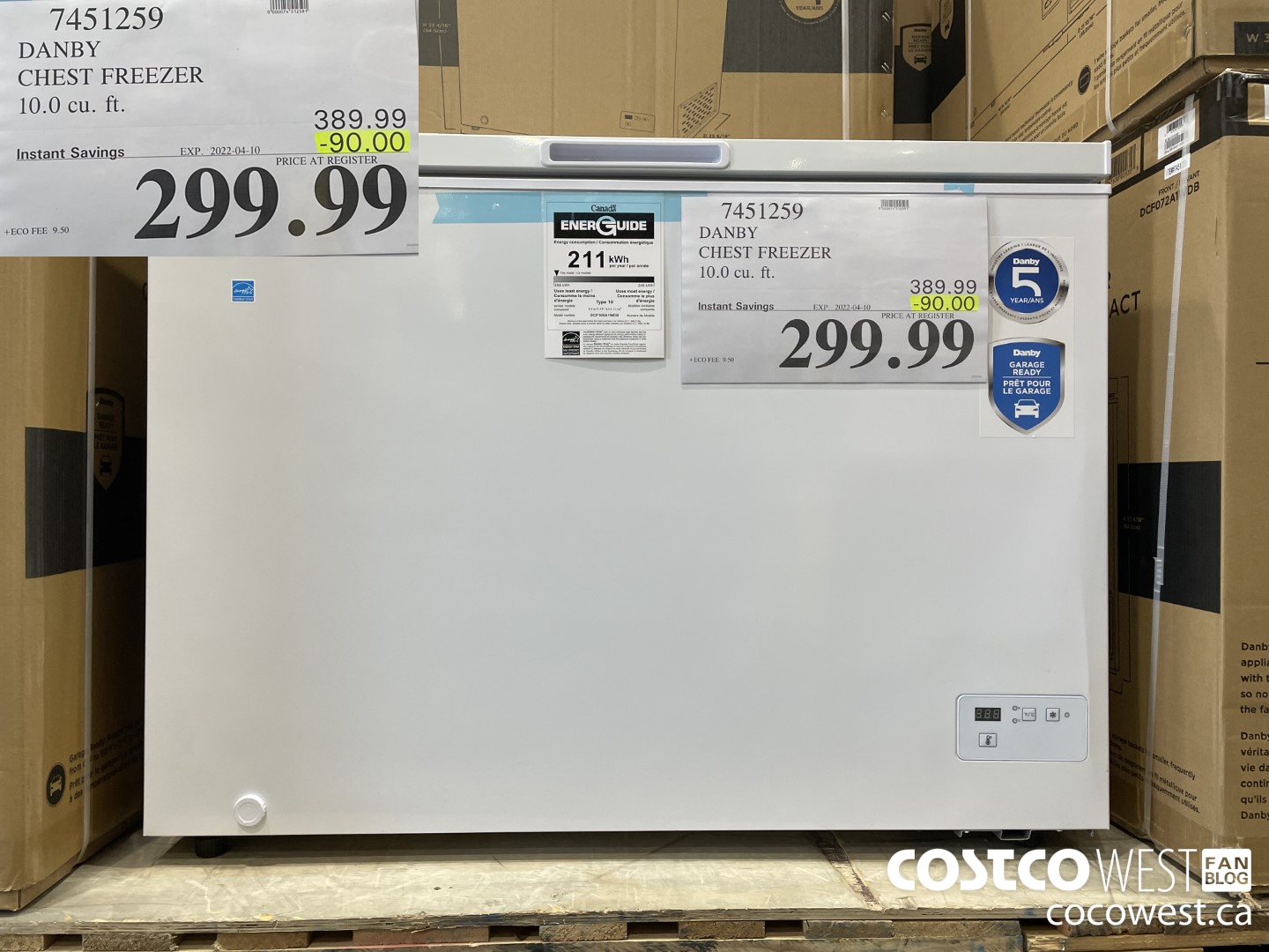 7451259 DANBY CHEST FREEZER 10.0 cu. ft. ($90.00 INSTANT SAVINGS EXPIRES ON 2022-04-10) $299.99