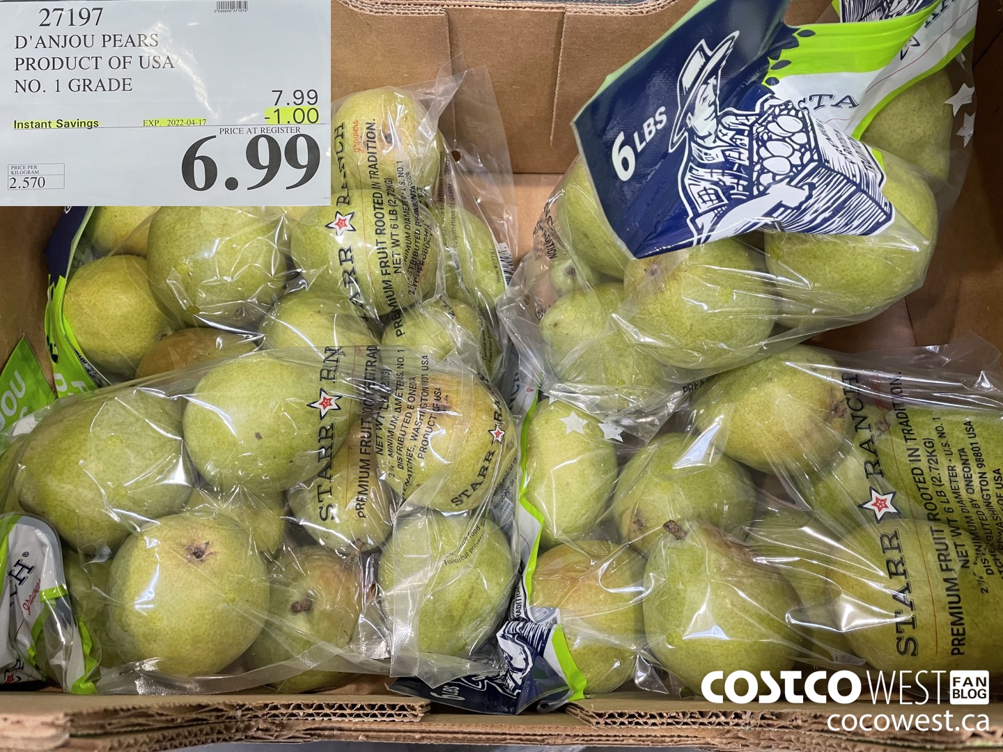 27197 D'ANJOU PEARS PRODUCT OF USA NO. 1 GRADE ($1.00 INSTANT SAVINGS EXPIRES ON 2022-04-17) $6.99