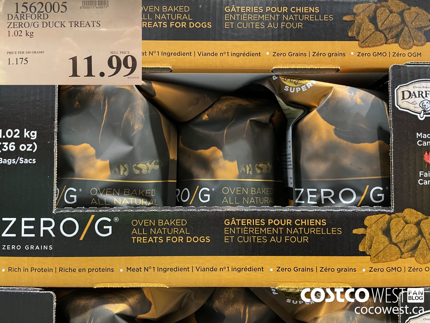 1562005 DARFORD ZERO/G DUCK TREATS 1.02 kg $11.99