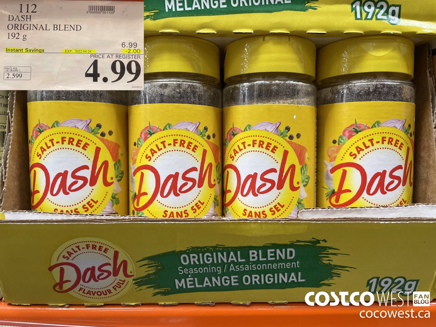 112 DASH ORIGINAL 192 g ($2.00 INSTANT SAVINGS EXPIRES ON 2022-04-24) $4.99