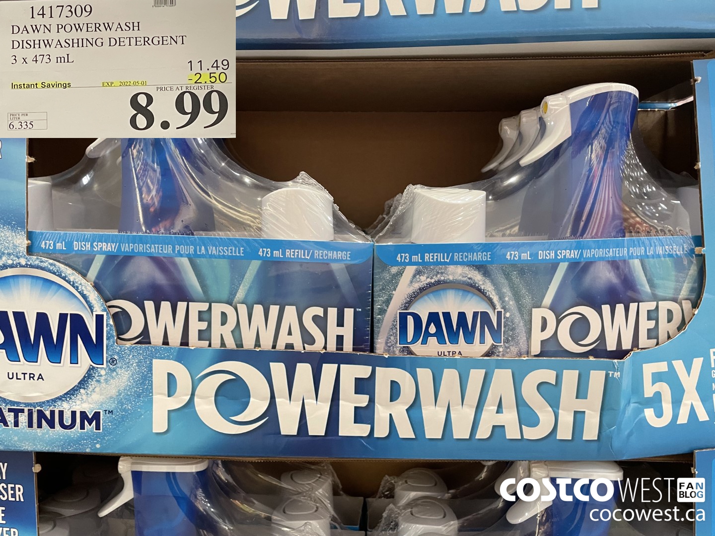 1417309 DAWN POWERWASH DISHWASHING DETERGENT 3 x 473 mL ($2.50 INSTANT SAVINGS EXPIRES ON 2022-05-01) $8.99