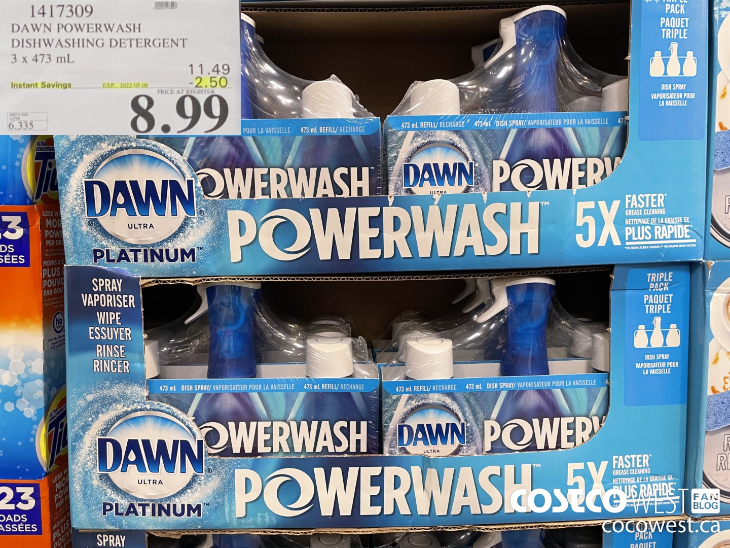 1417309 DAWN POWERWASH DISHWASHING DETERGENT 3 x 473 mL ($2.50 INSTANT SAVINGS EXPIRES ON 2022-05-08) $8.99