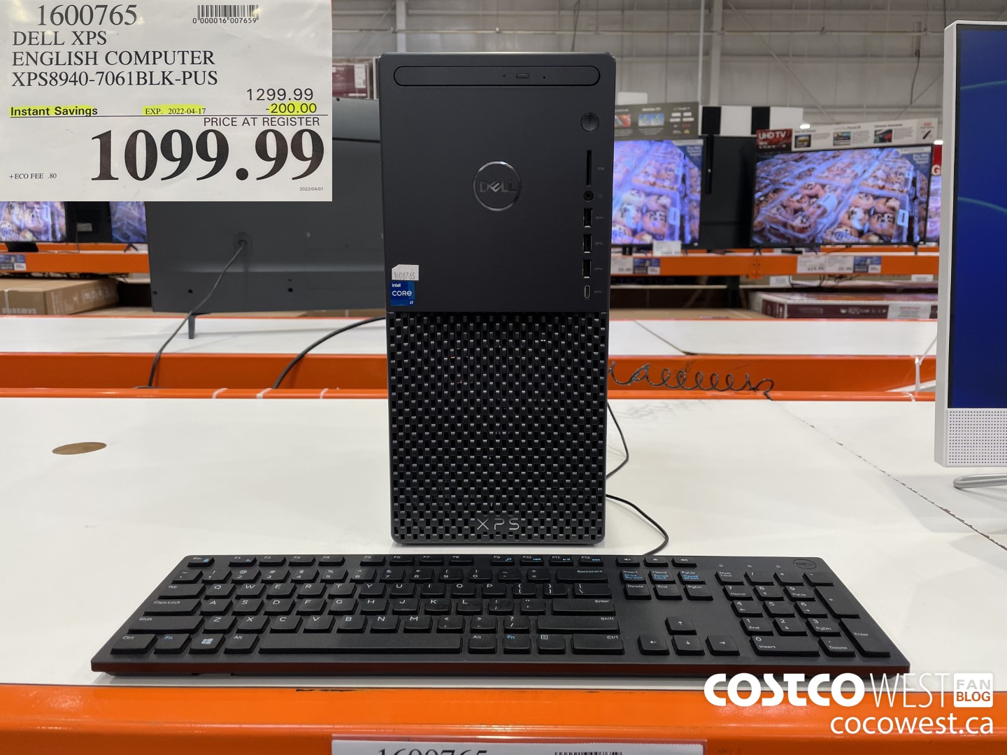 1600765 DELL XPS ENGLISH COMPUTER XPS8940-7061BLK-PUS ($200.00 INSTANT SAVINGS EXPIRES ON 2022-04-17) $1099.99