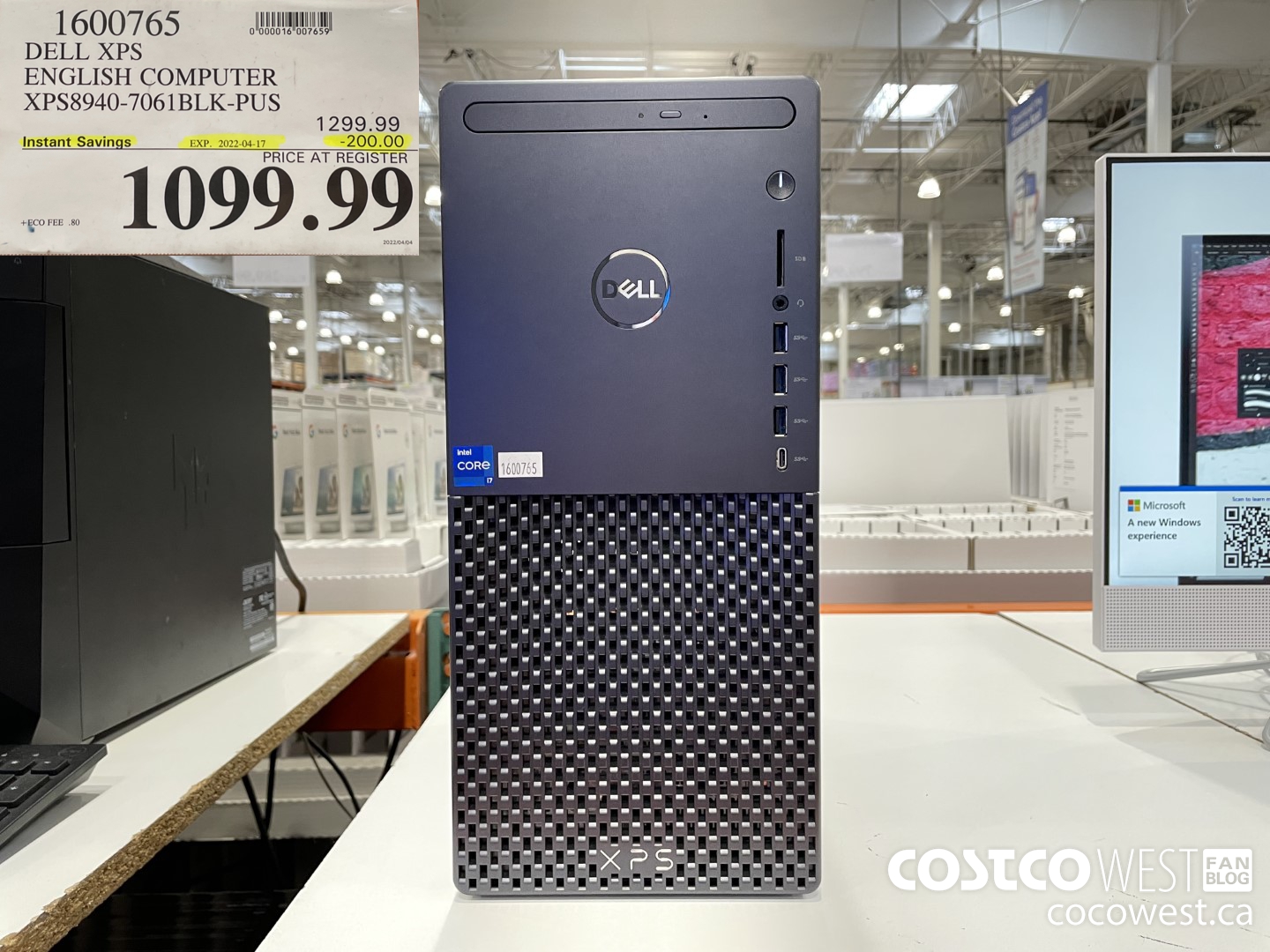 1600765 DELL XPS ENGLISH COMPUTER XPS8940-7061BLK-PUS ($200.00 INSTANT SAVINGS EXPIRES ON 2022-04-17) $1099.99