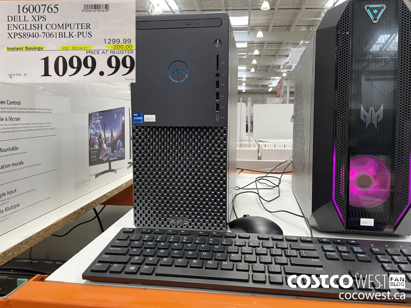 1600765 DELL XPS ENGLISH COMPUTER XPS8940-7061BLK-PUS ($200.00 INSTANT SAVINGS EXPIRES ON 2022-04-17) $1099.99