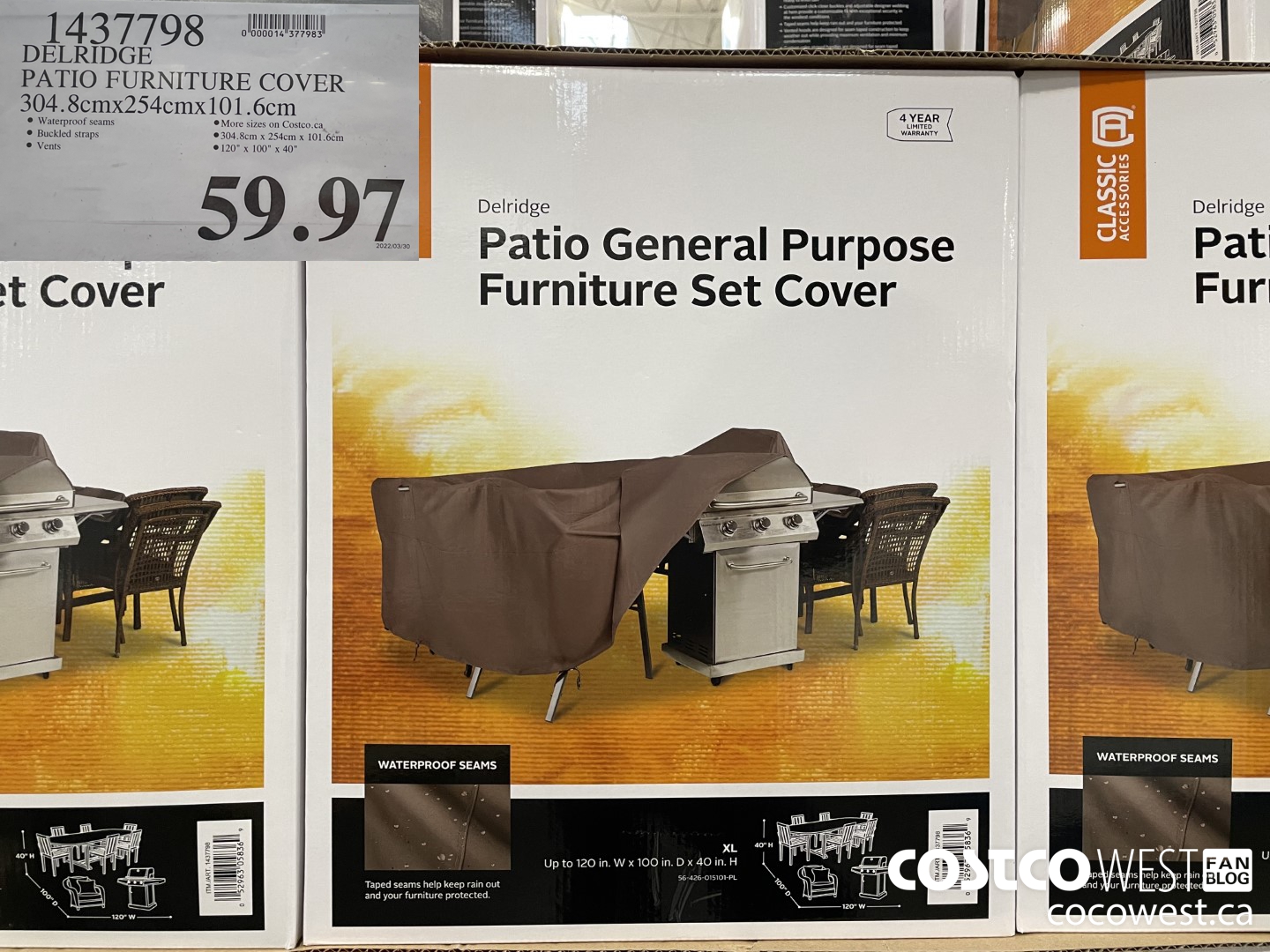 1437798 DELRIDGE PATIO FURNITURE COVER 304.8CMX254CMX101.6CM $59.97