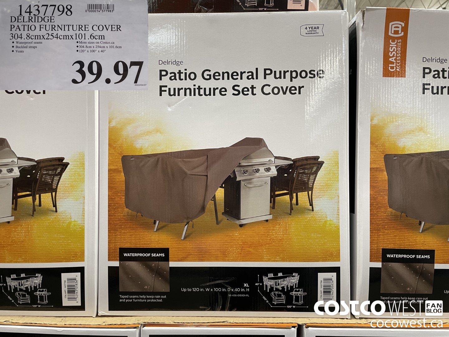 1437798 DELRIDGE PATIO FURNITURE COVER 304.8CMX254CMX101.6CM $39.97