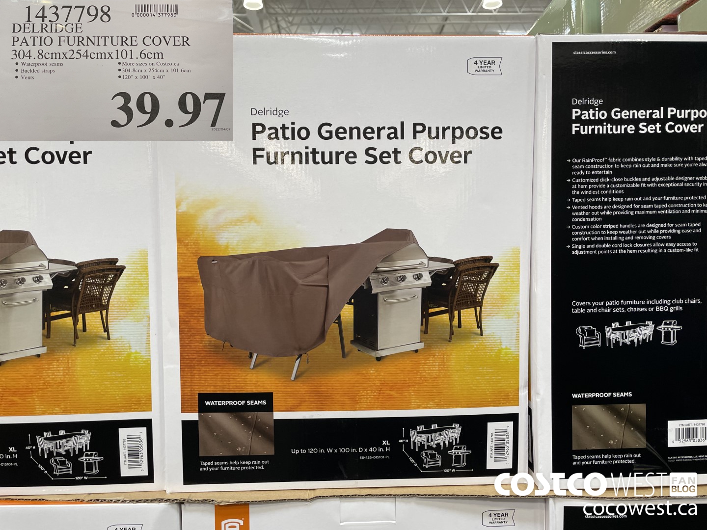 1437798 DELRIDGE PATIO FURNITURE COVER 304.8CMX254CMX101.6CM $39.97