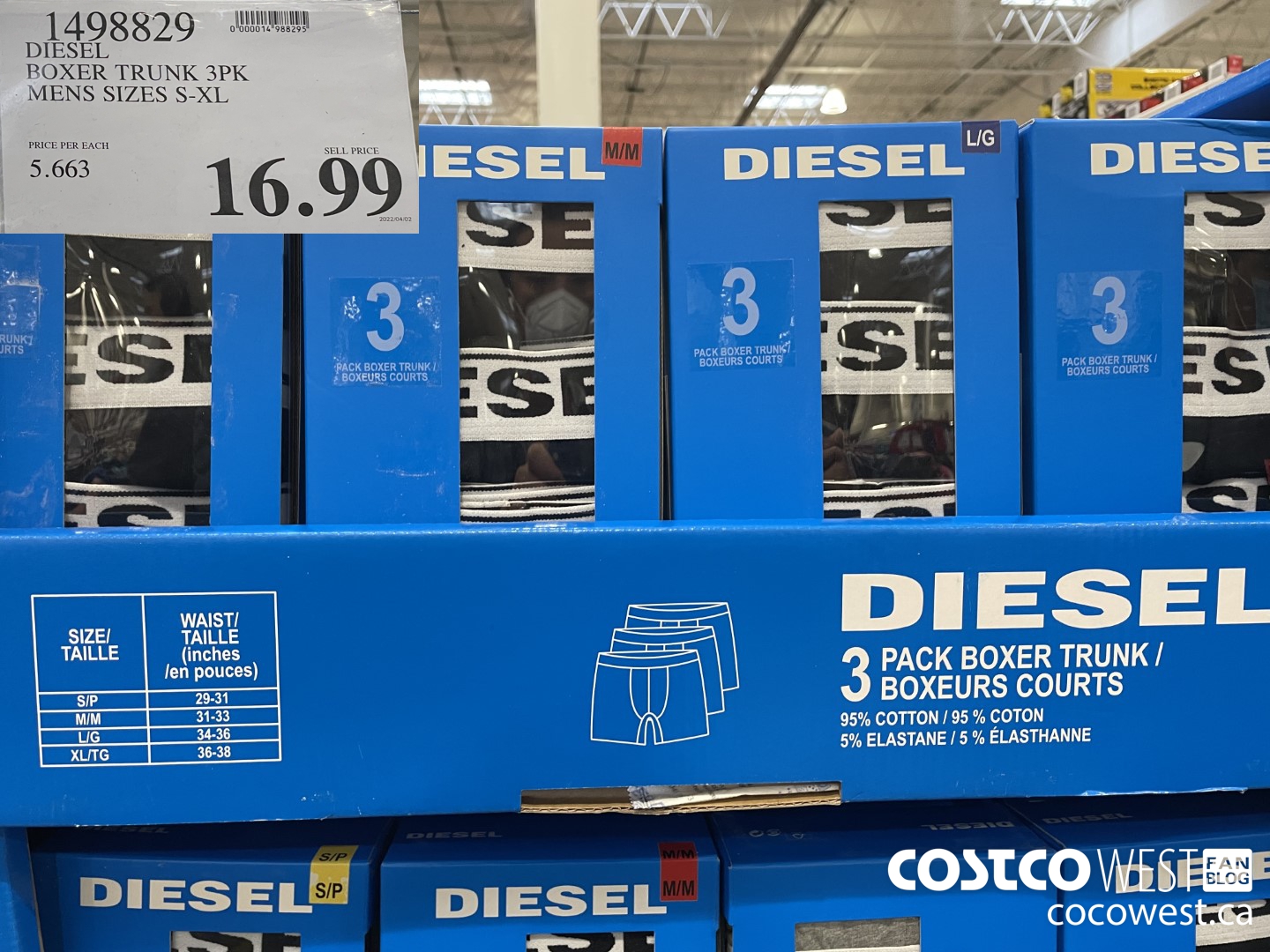 1498829 DIESEL BOXER TRUNK 3PK MENS SIZES S-XL $16.99