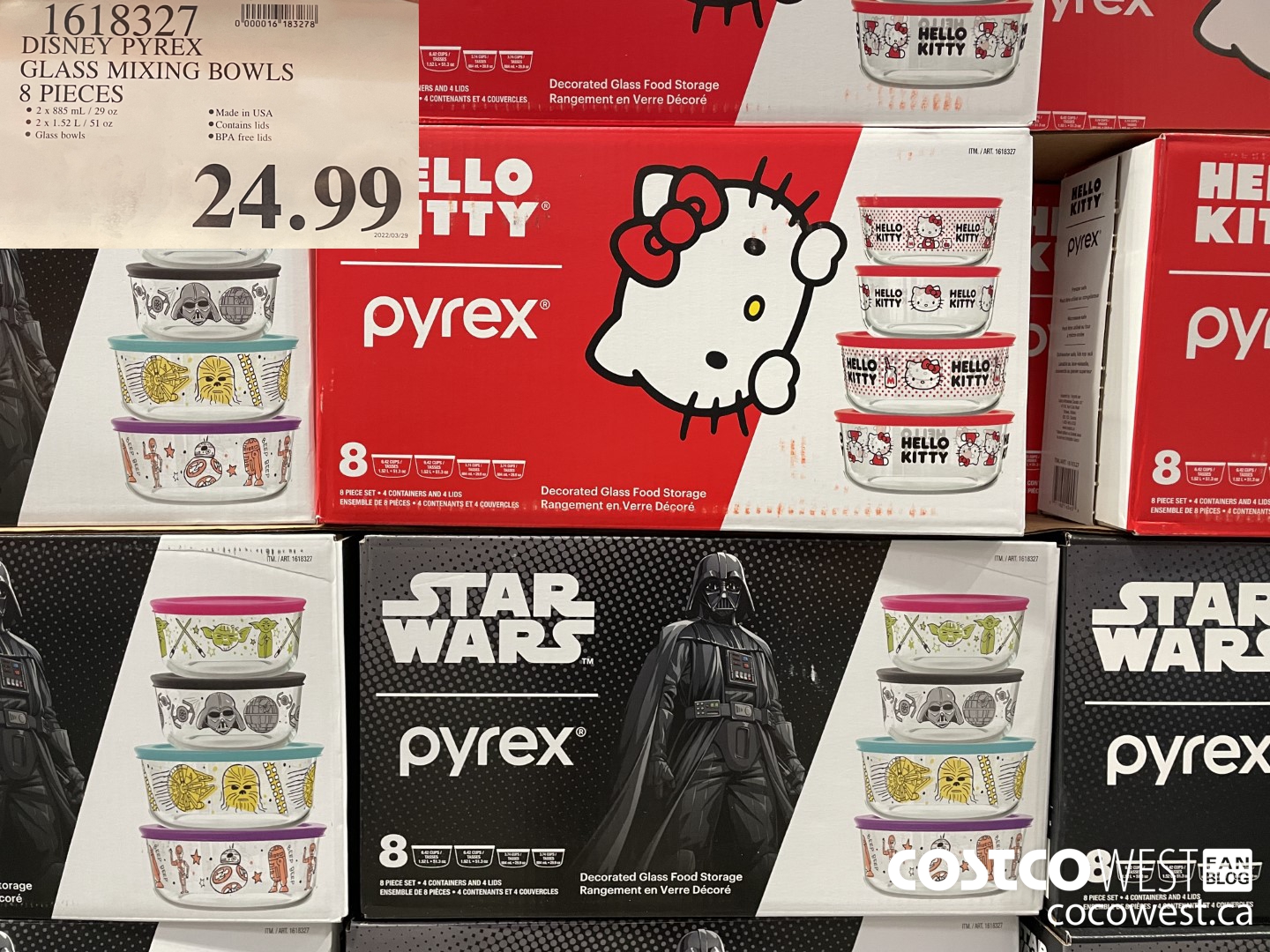 1618327 DISNEY PYREX GLASS MIXING BOWLS 8 PIECES  $24.99