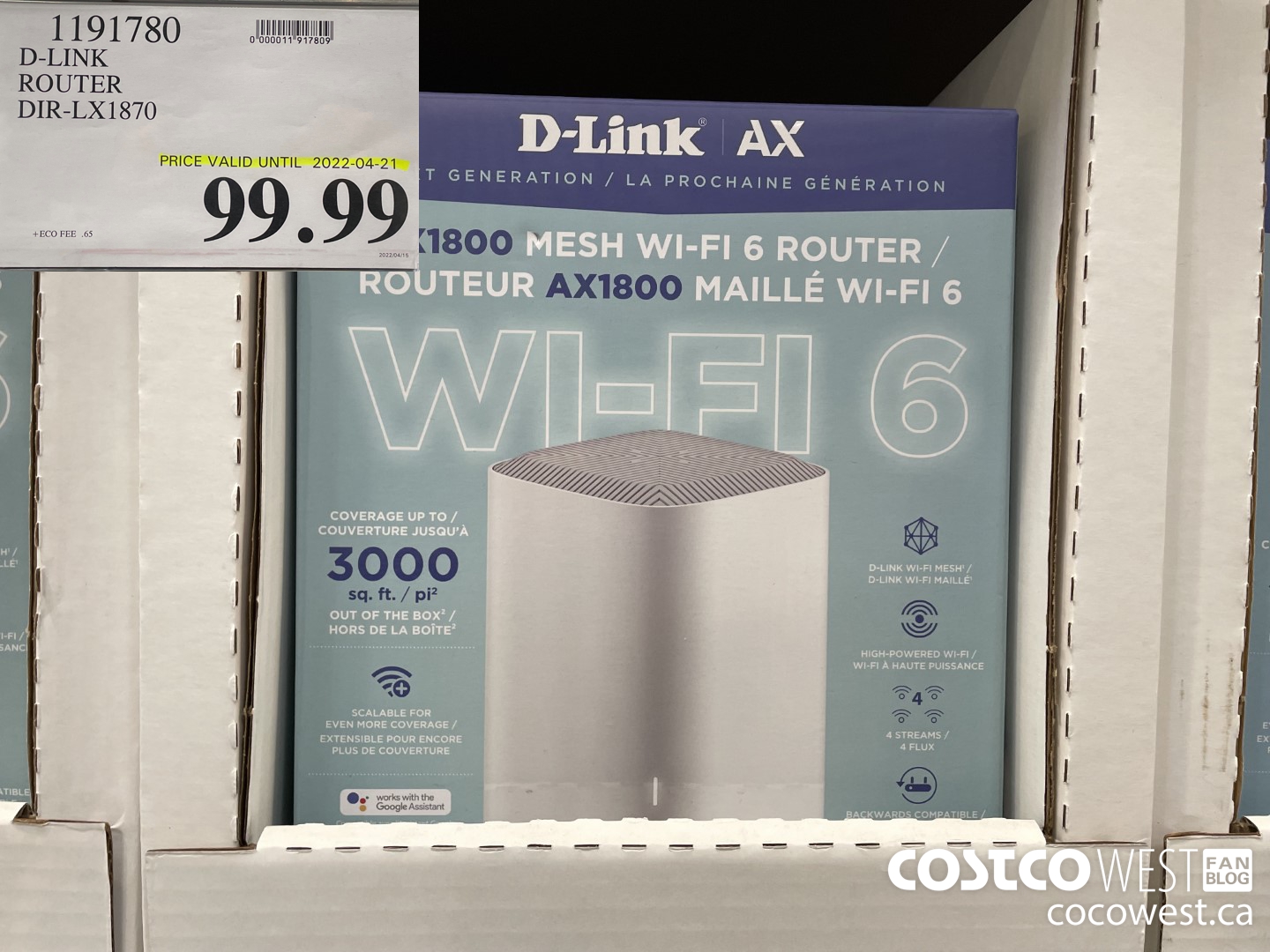 1191780 D-LINK ROUTER DIR-LX1870 (EXPIRES ON 2022-04-21) $99.99