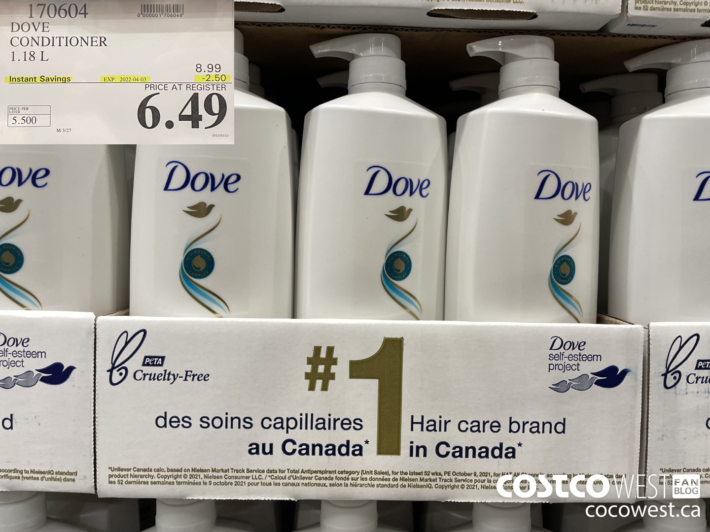 170604 DOVE CONDITIONER 1.18 L ($2.50 INSTANT SAVINGS EXPIRES ON 2022-04-03) $6.49