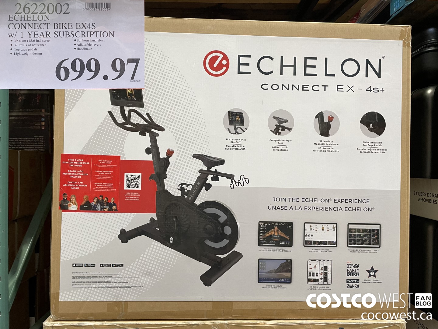 2622002 ECHELON CONNECT BIKE EX4S w/ 1 YEAR SUBSCRIPTION  $699.97