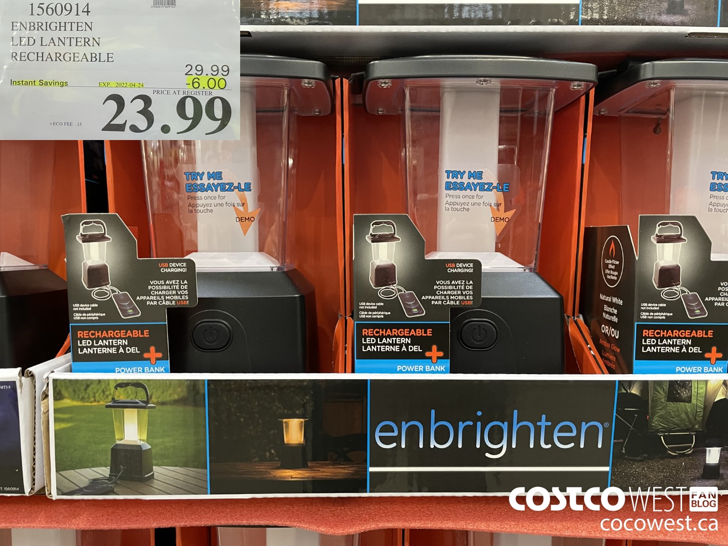 1560914 ENBRIGHTEN LED LANTERN RECHARGEABLE ($6.00 INSTANT SAVINGS EXPIRES ON 2022-04-24) $23.99
