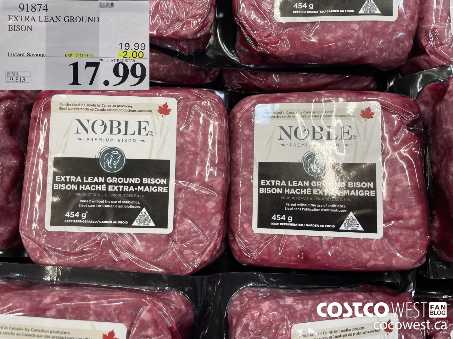 91874 EXTRA LEAN GROUND BISON ($2.00 INSTANT SAVINGS EXPIRES ON 2022-05-01) $17.99