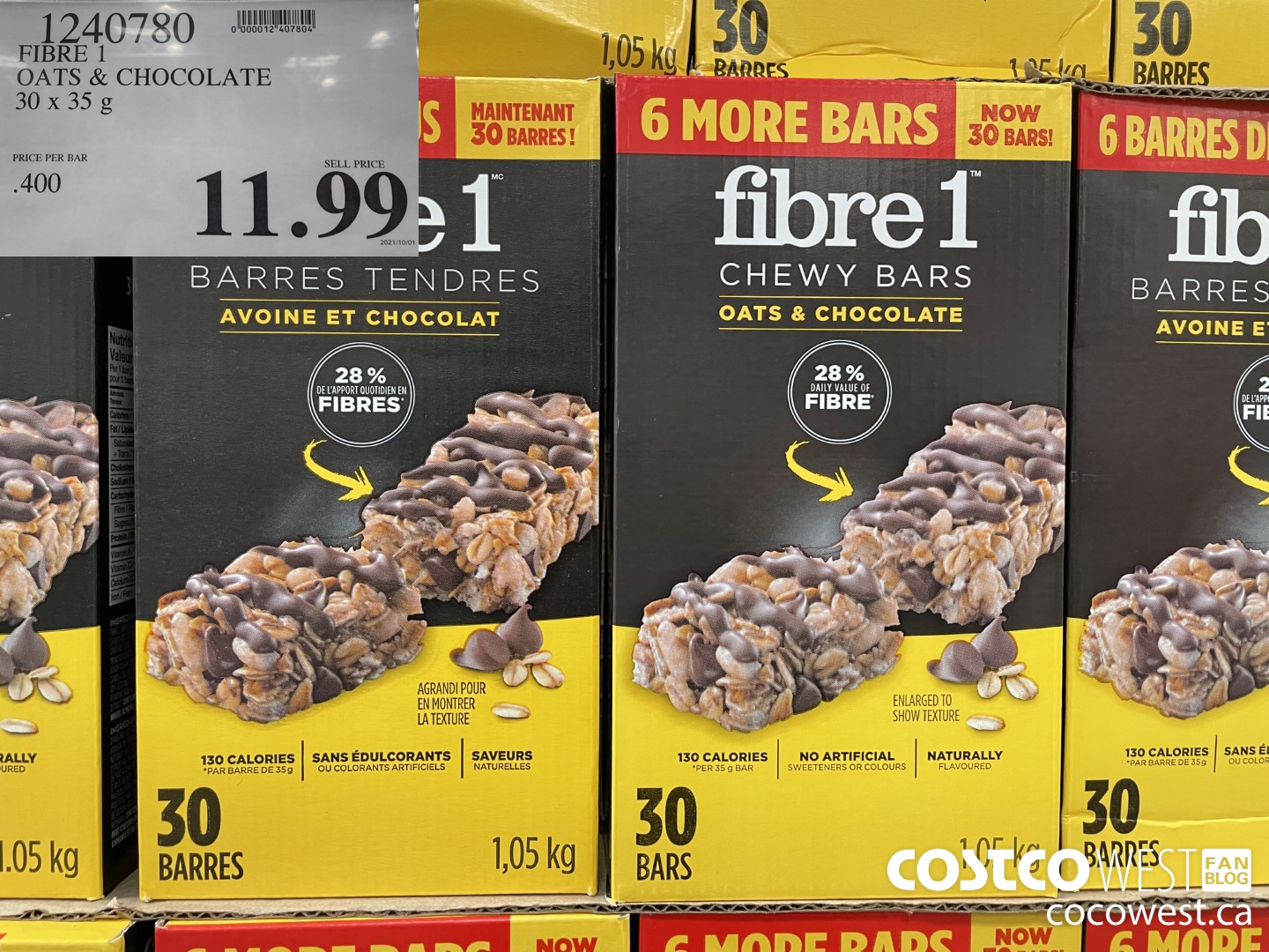 1240780 FIBRE 1 OATS & CHOCOLATE 30 X 35 G $11.99