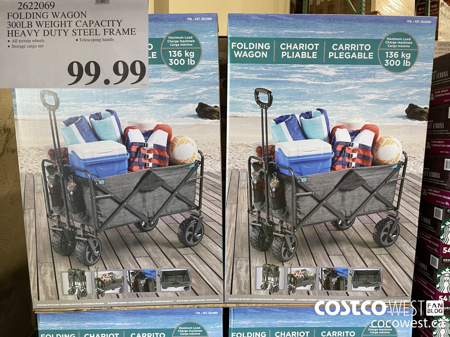 2622069 FOLDING WAGON 300LB WEIGHT CAPACITY HEAVY DUTY STEEL FRAME  $99.99