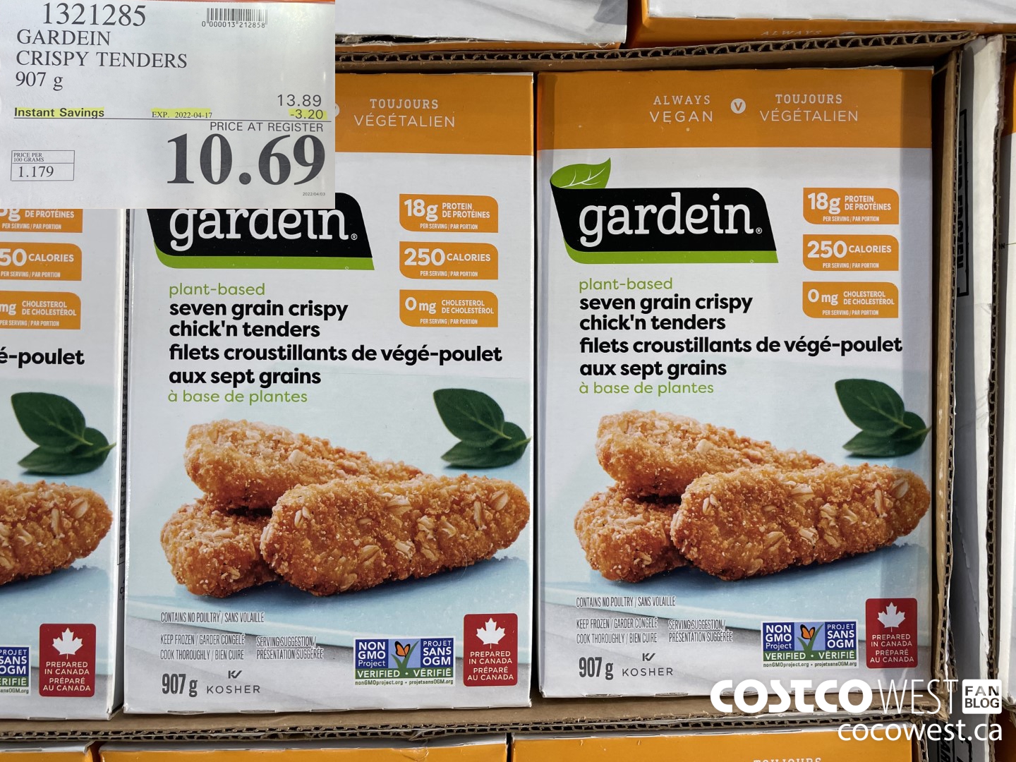 1321285 GARDEIN CRISPY TENDERS 907 g ($3.20 INSTANT SAVINGS EXPIRES ON 2022-04-17) $10.69