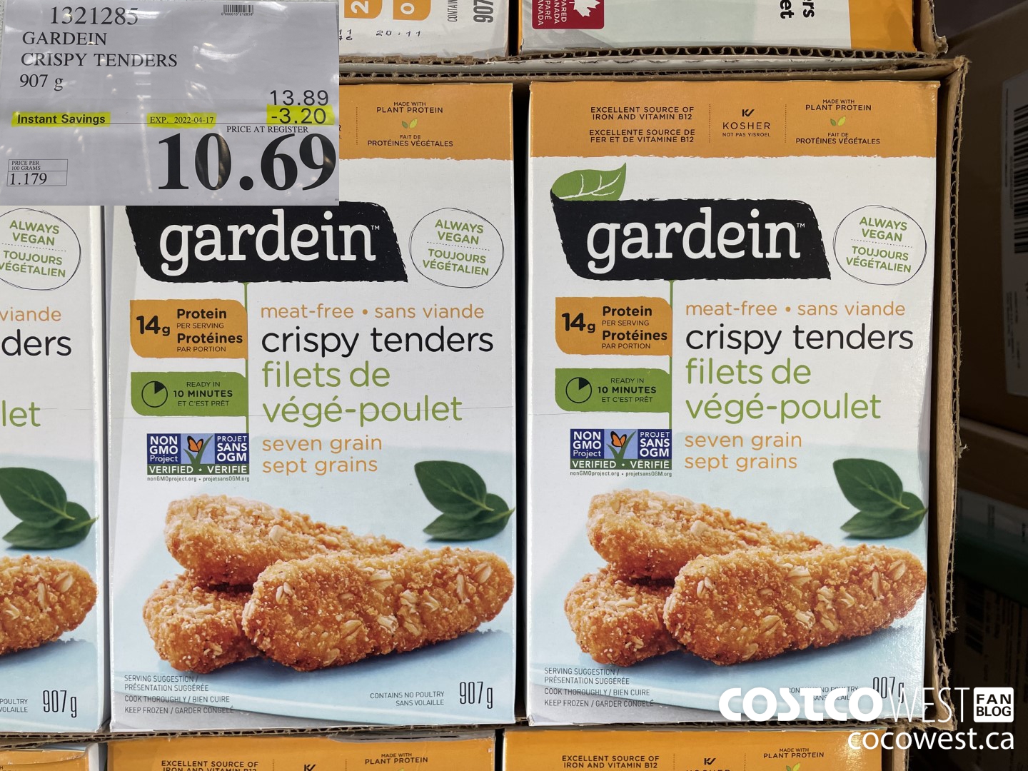 1321285 GARDEIN CRISPY TENDERS 907 g ($3.20 INSTANT SAVINGS EXPIRES ON 2022-04-17) $10.69
