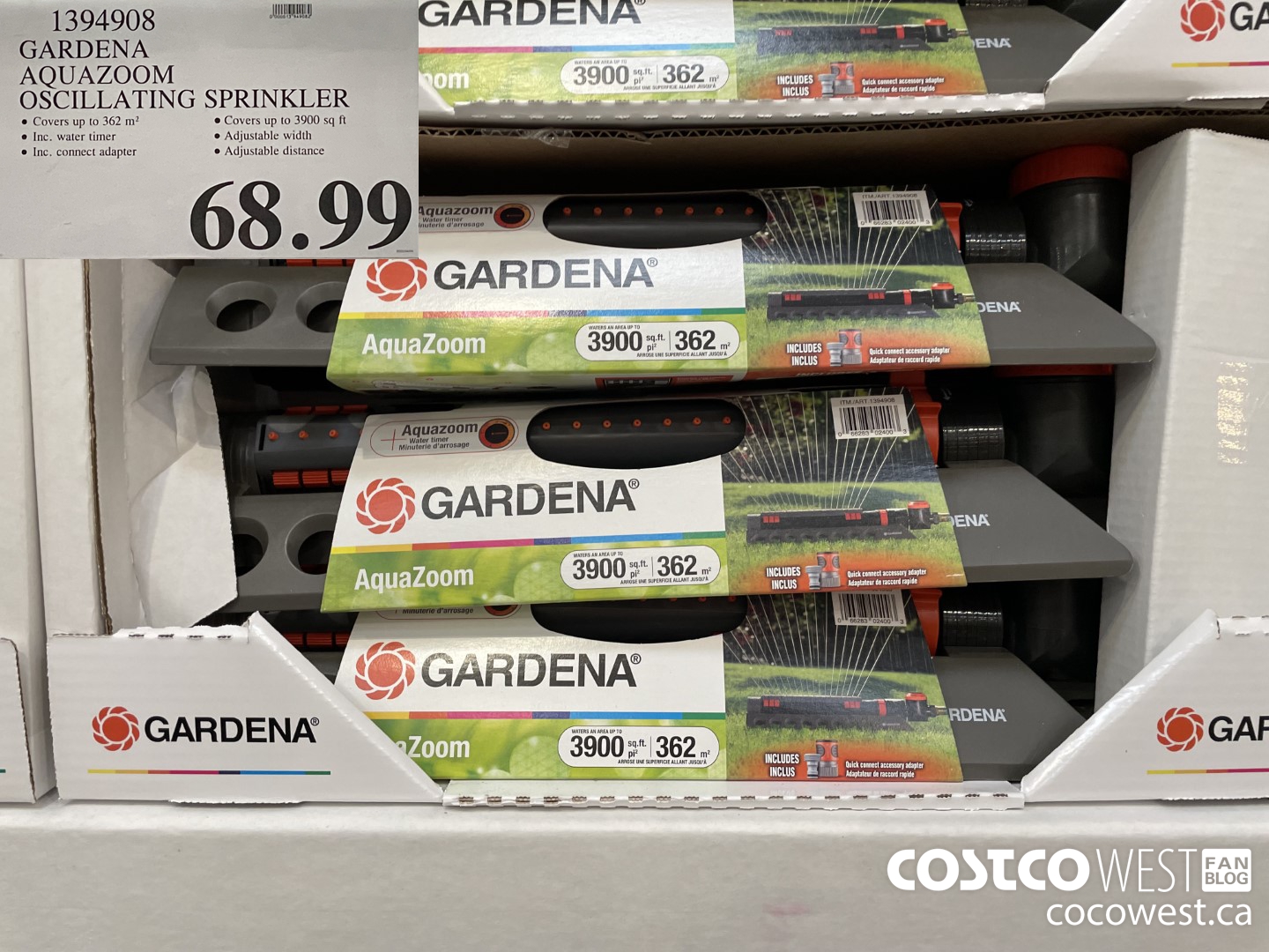 1394908 GARDENA AQUAZOOM OSCILLATING SPRINKLER $68.99