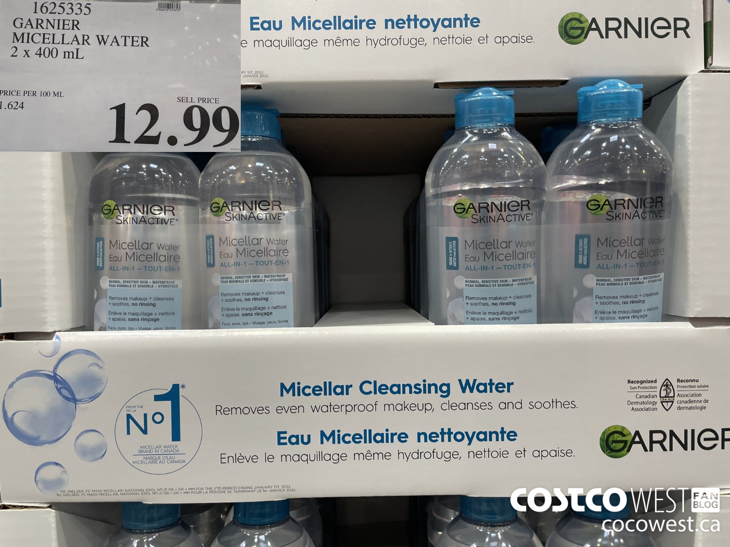 1625335 GARNIER MICELLAR WATER 2 X 400 ML $12.99