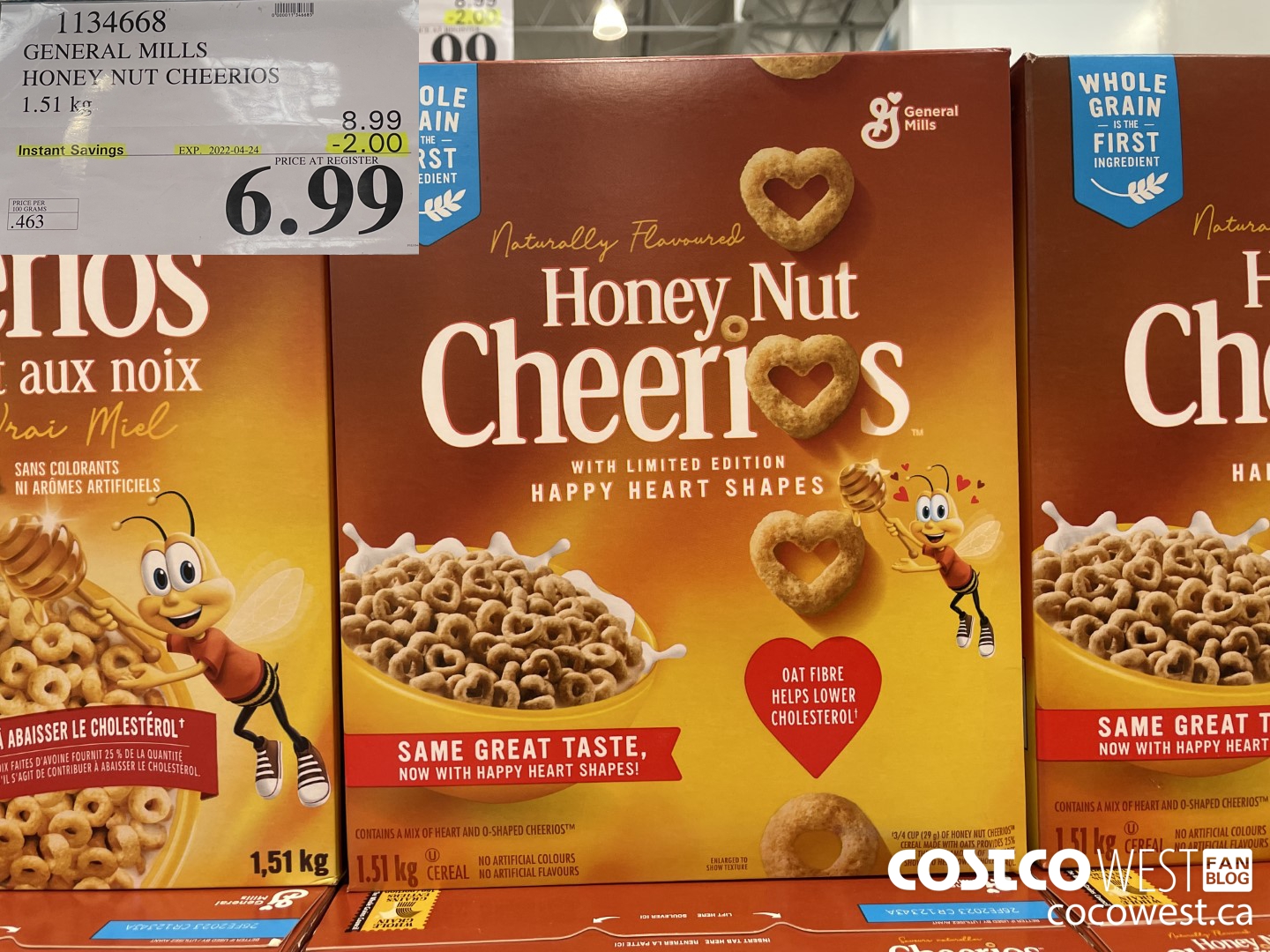 1134668 GENERAL MILLS HONEY NUT CHEERIOS 1.51 kg ($2.00 INSTANT SAVINGS EXPIRES ON 2022-04-24) $6.99