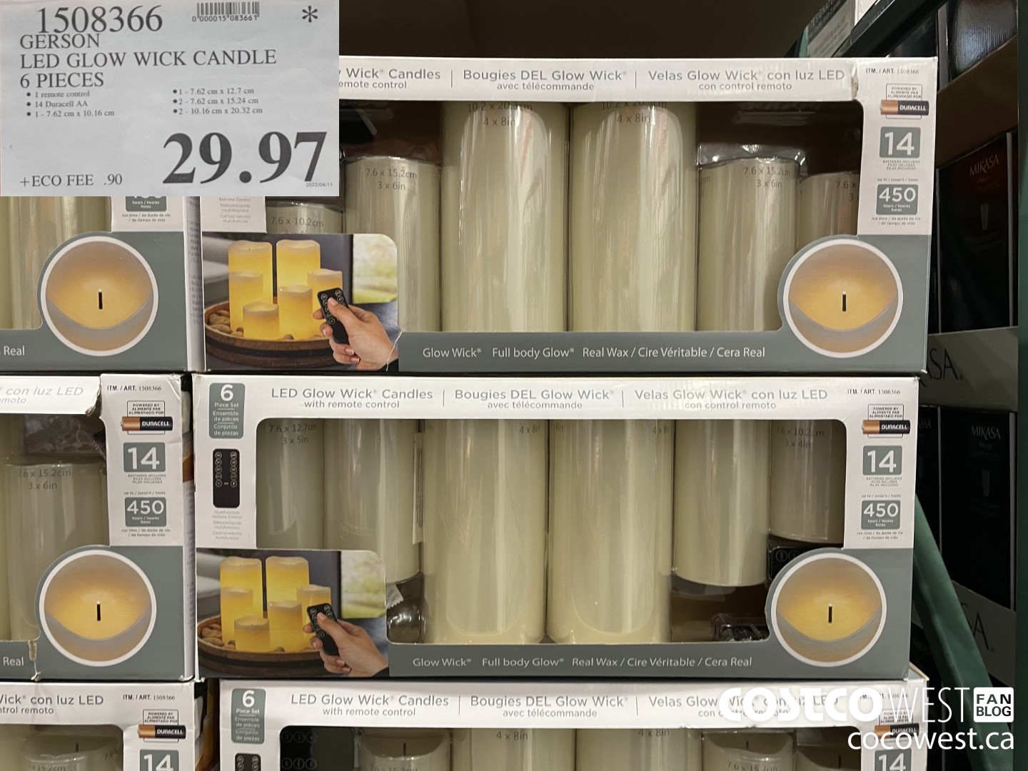 1508366 GERSON LED GLOW WICK CANDLE 6 PIECES $29.97