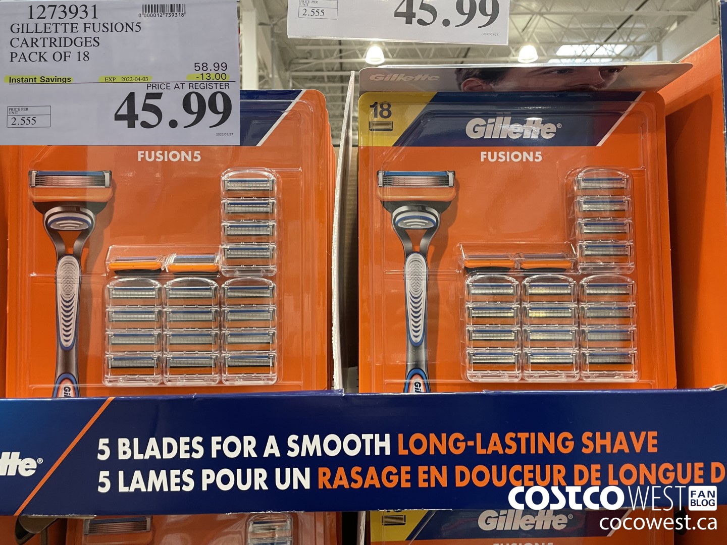 1273931 GILLETTE FUSIONS CARTRIDGES PACK OF 18 ($13.00 INSTANT SAVINGS EXPIRES ON 2022-04-03) $45.99
