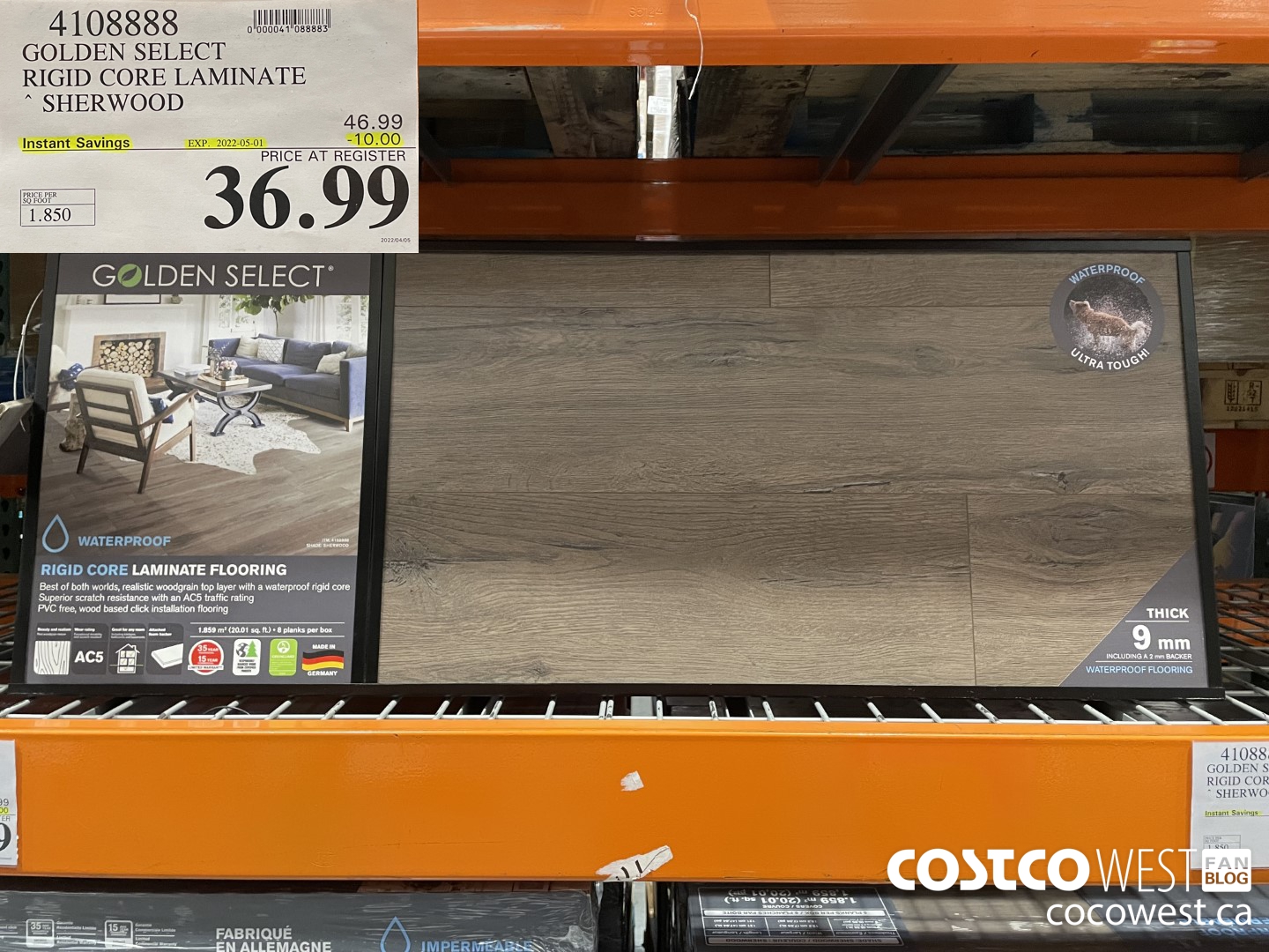 4108888 GOLDEN SELECT RIGID CORE LAMINATE SHERWOOD ($10.00 INSTANT SAVINGS EXPIRES ON 2022-05-01) $36.99