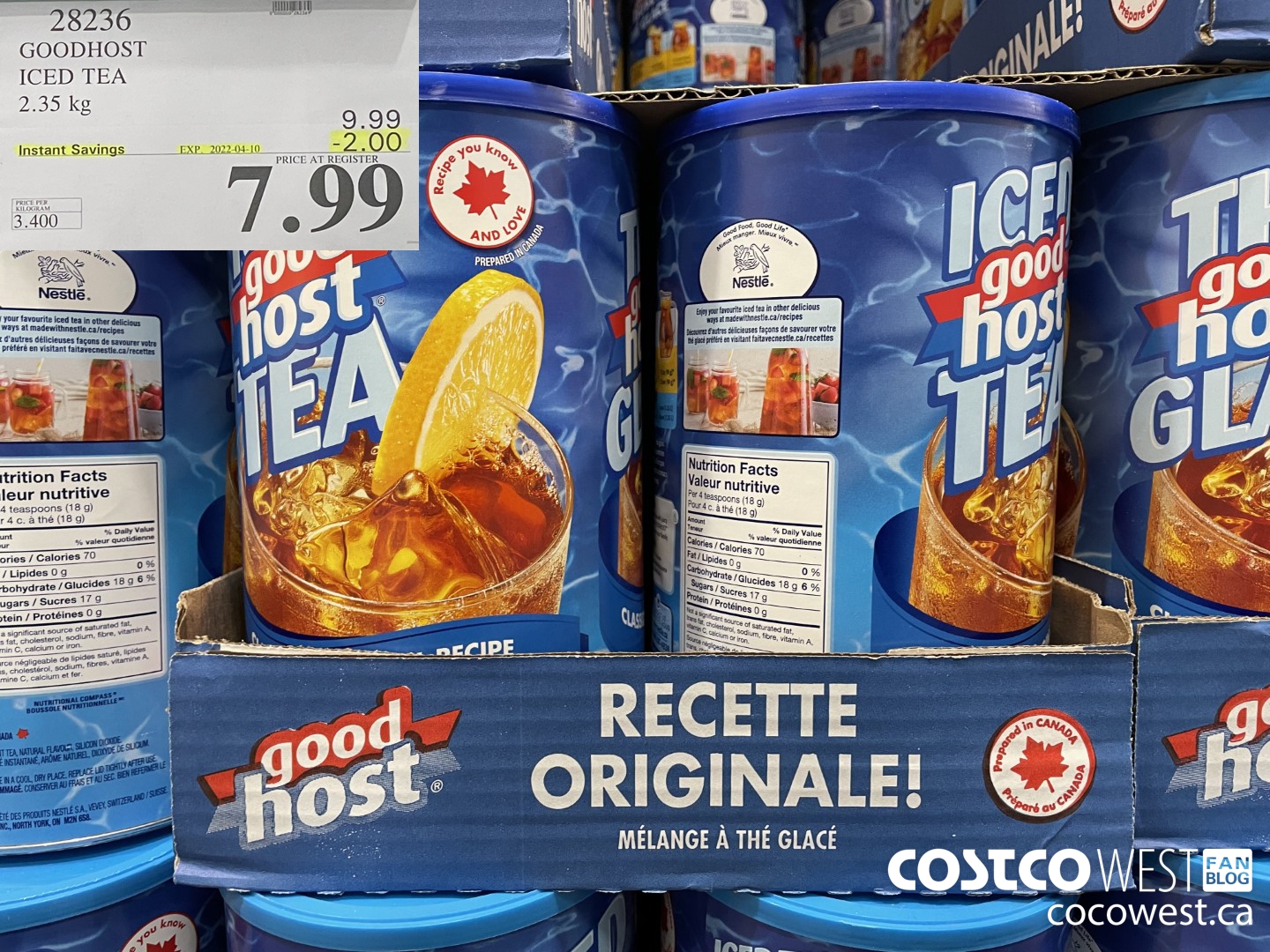 28236 GOODHOST ICED TEA 2.35 kg ($2.00 INSTANT SAVINGS EXPIRES ON 2022-04-10) $7.99