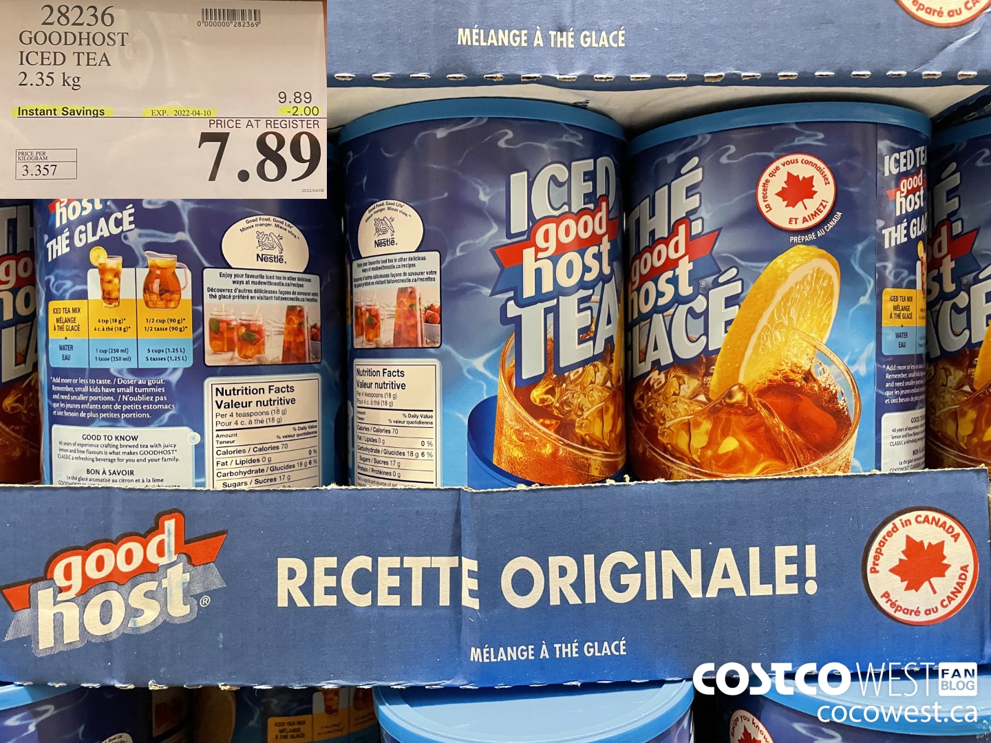 28236 GOODHOST ICED TEA 2.35 kg ($2.00 INSTANT SAVINGS EXPIRES ON 2022-04-10) $7.89