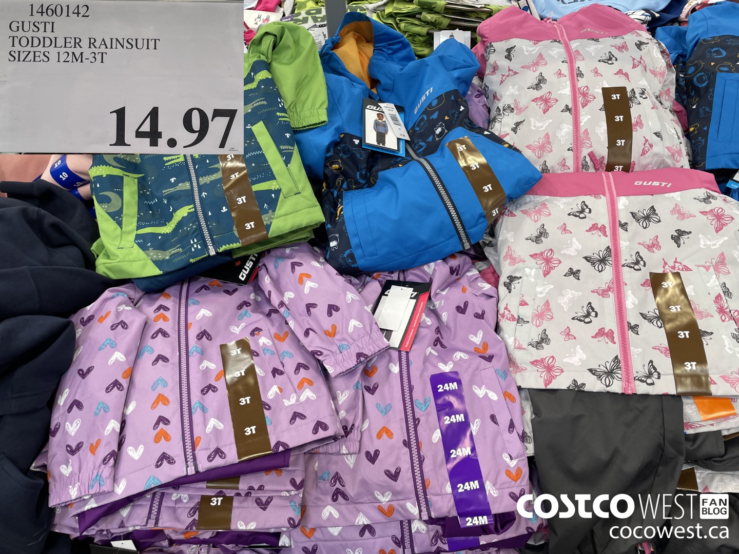 1460142 GUSTI TODDLER RAINSUIT SIZES 12M-3T  $14.97