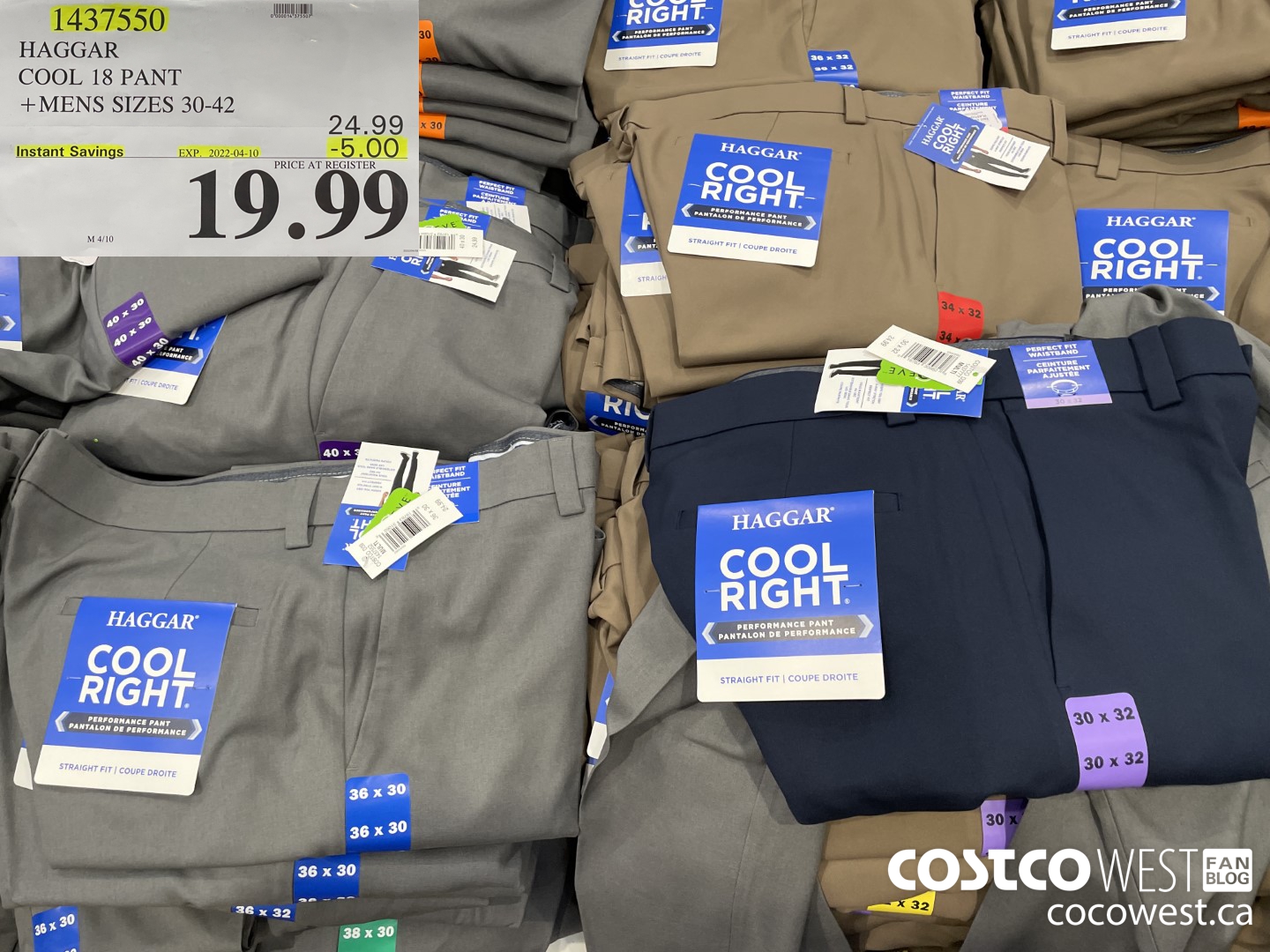 1437550 HAGGAR GOLF PANT MENS SIZES 30-42 ($5.00 INSTANT SAVINGS EXPIRES ON 2022-04-10) $19.99