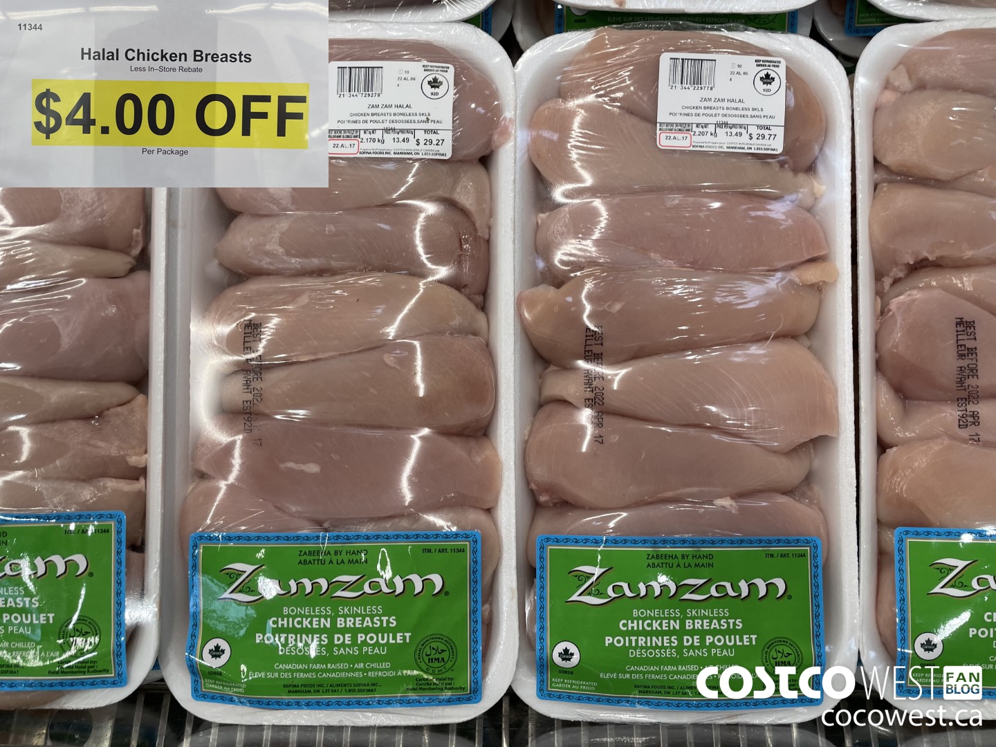 11344 HALAL BONELESS SKINLESS BREASTS ($4.00 INSTANT SAVINGS)