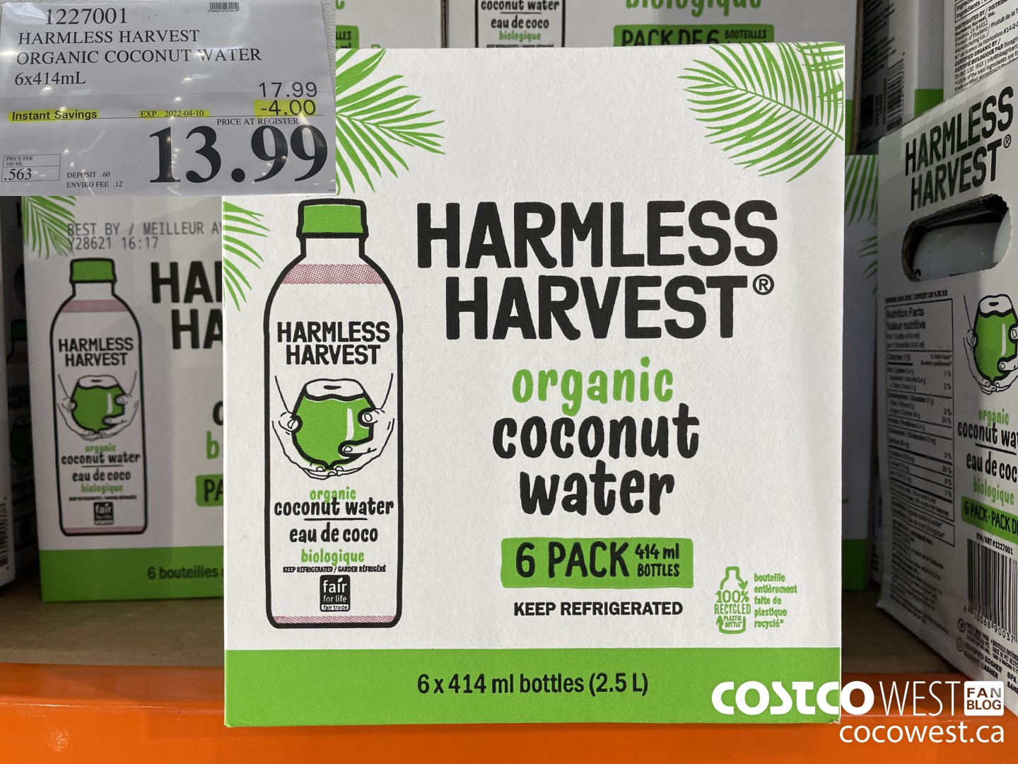 1227001 HARMLESS HARVEST ORGANTIG COCONUT WATER 6/14 OZ  ($4.00 INSTANT SAVINGS EXPIRES ON 2022-04-10) $13.99