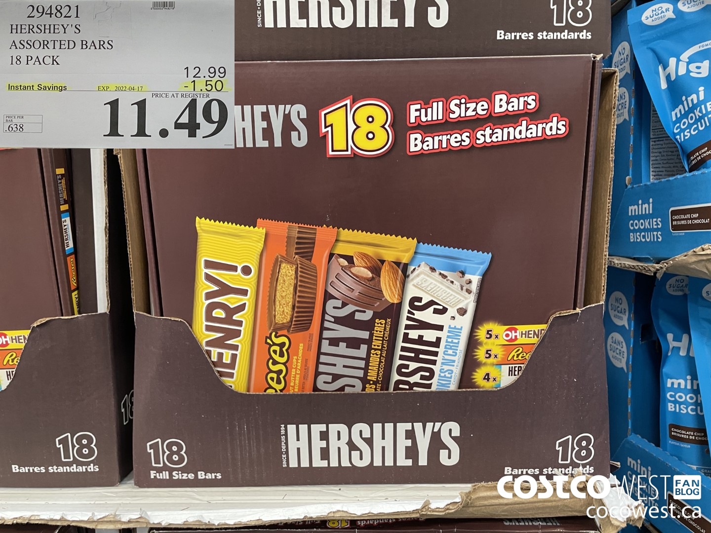 294821 HERSHEY'S ASSORTED BARS PACK OF 18 ($1.50 INSTANT SAVINGS EXPIRES ON 2022-04-17) $11.49