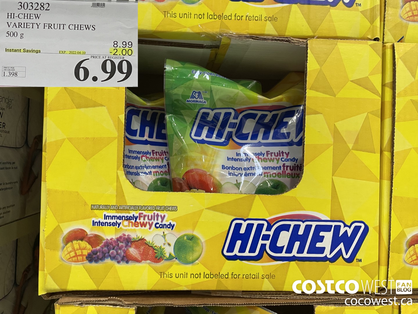 303282 HI-CHEW VARIETY FRUIT CHEWS 500 g ($2.00 INSTANT SAVINGS EXPIRES ON 2022-04-10) $6.99