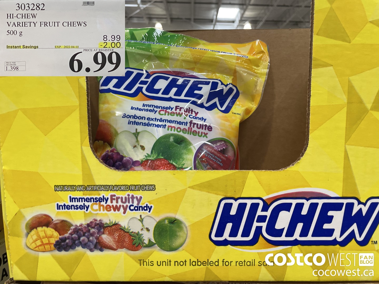 303282 HI-CHEW VARIETY FRUIT CHEWS 500 g ($2.00 INSTANT SAVINGS EXPIRES ON 2022-04-10) $6.99