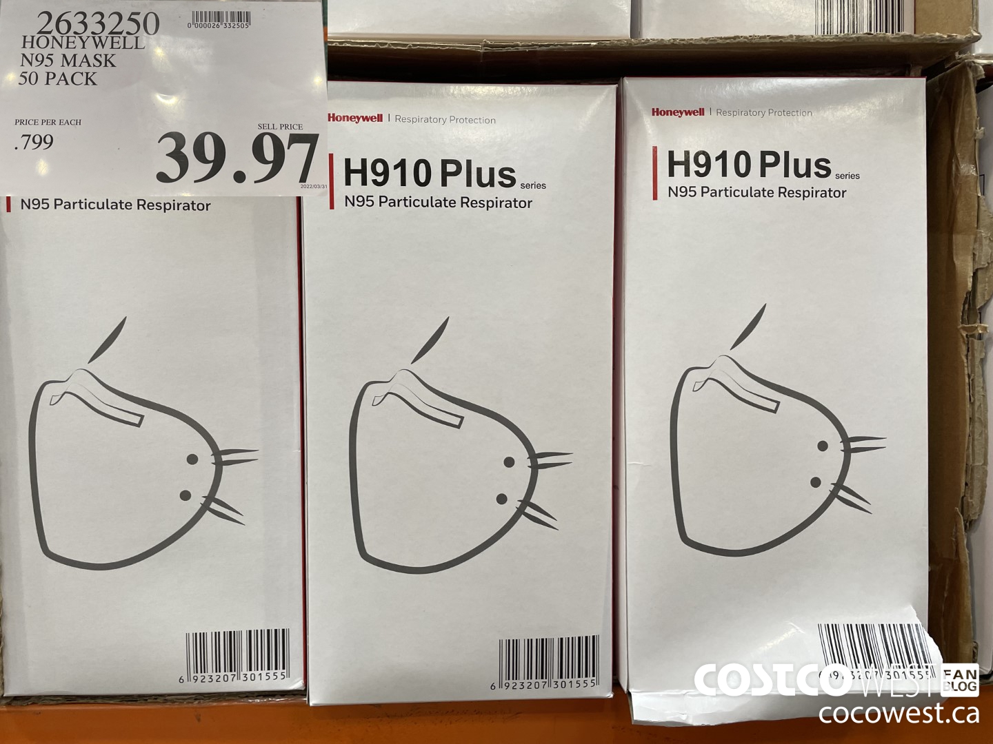 2633250 HONEYWELL N95 MASK 50PK $39.97