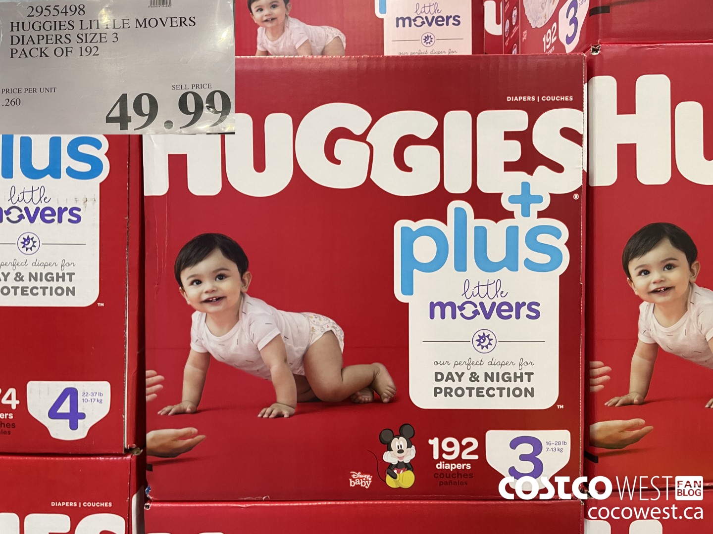 2955498 HUGGIES LITTLE MOVERS DIAPERS SIZE 3 PACK OF 192 $49.99